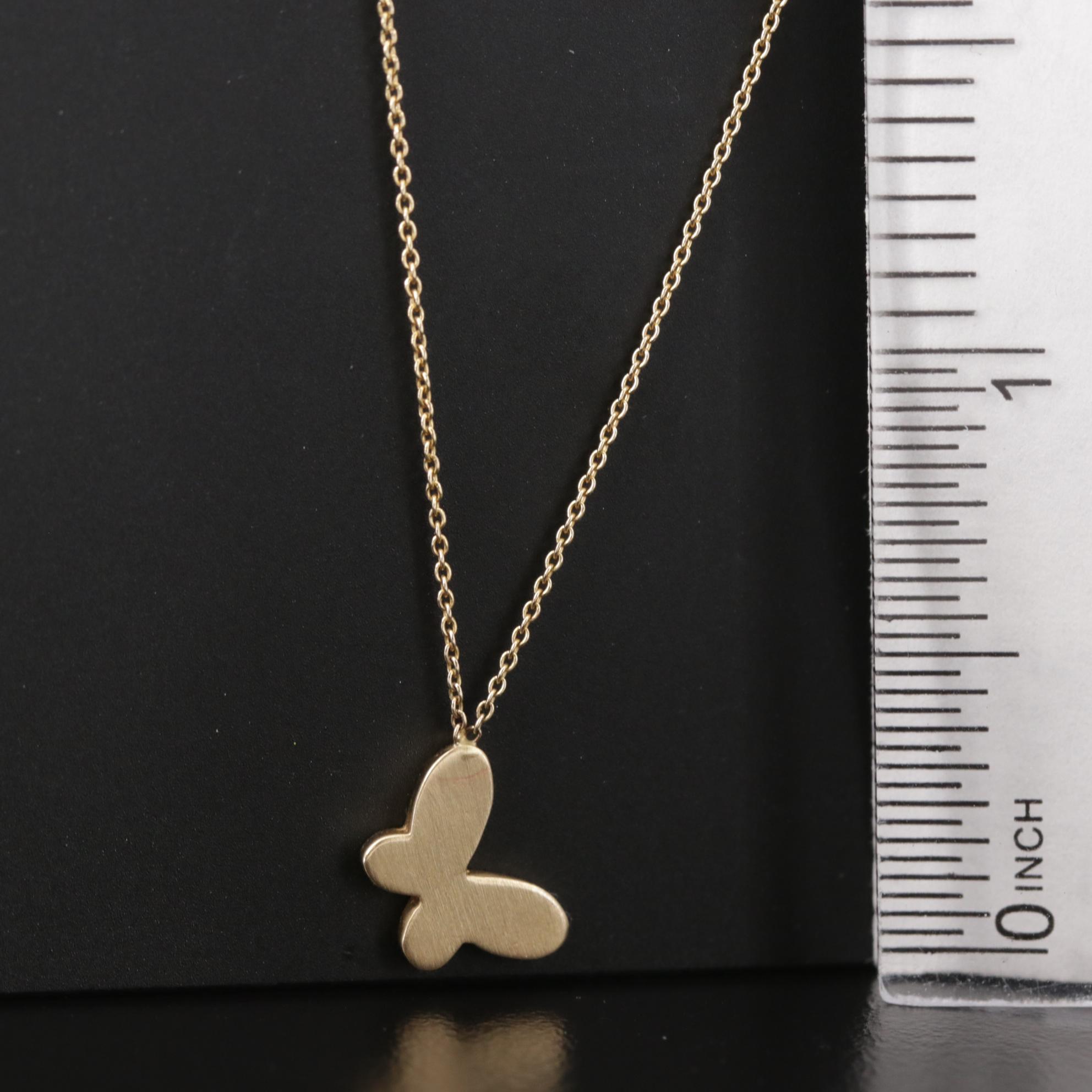 14K Yellow Gold Butterfly Necklace