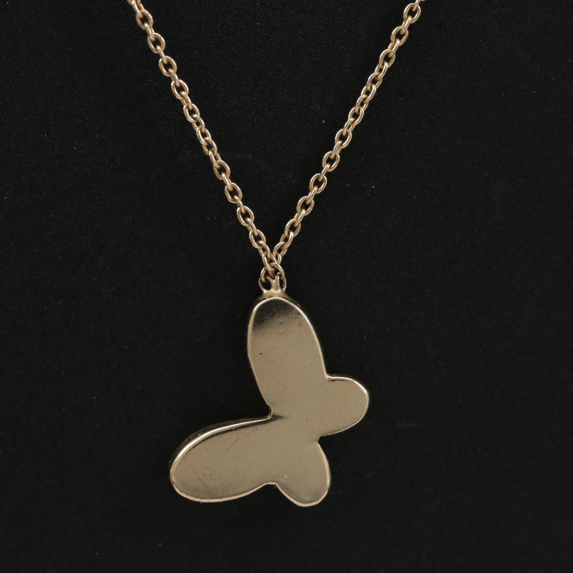 14K Yellow Gold Butterfly Necklace