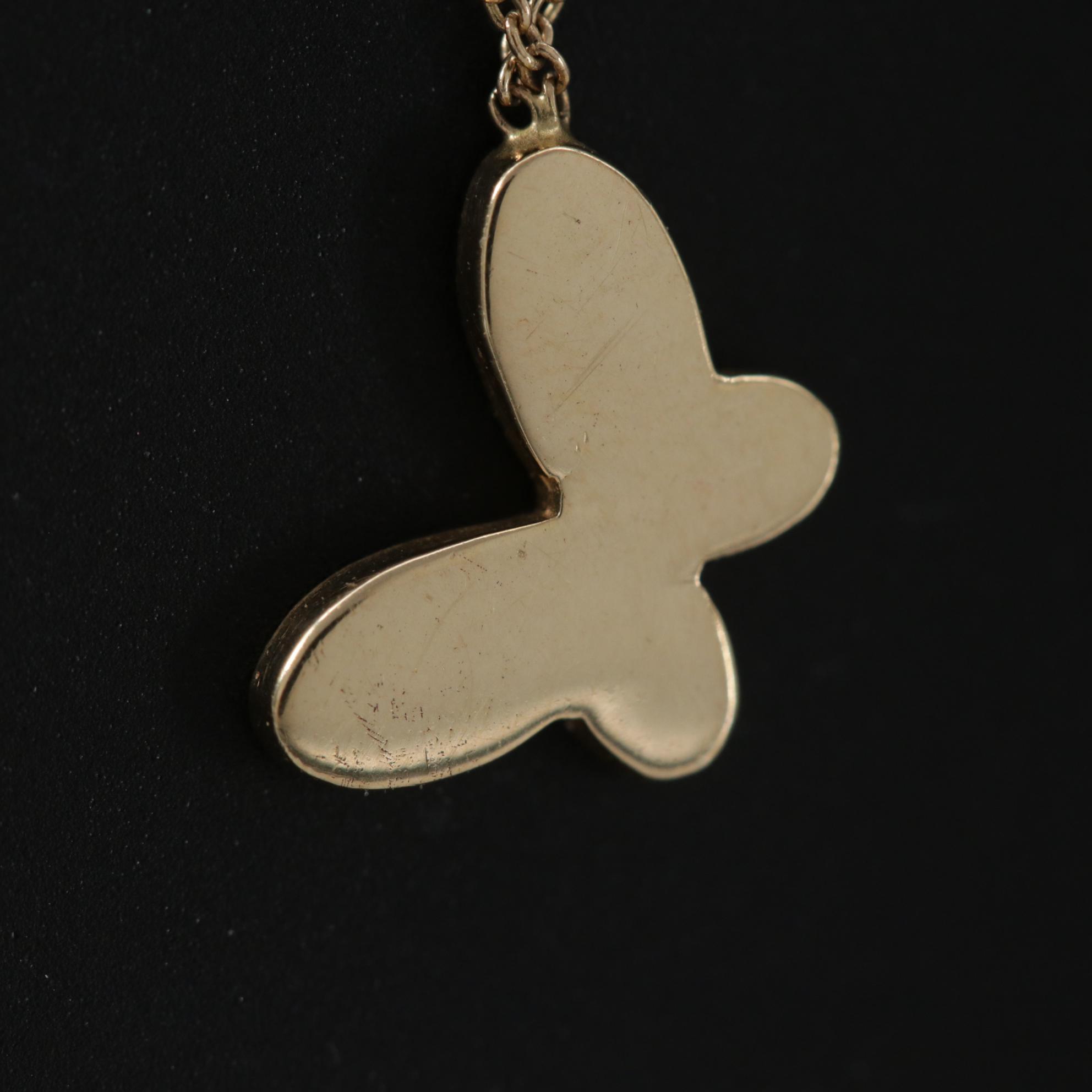 14K Yellow Gold Butterfly Necklace