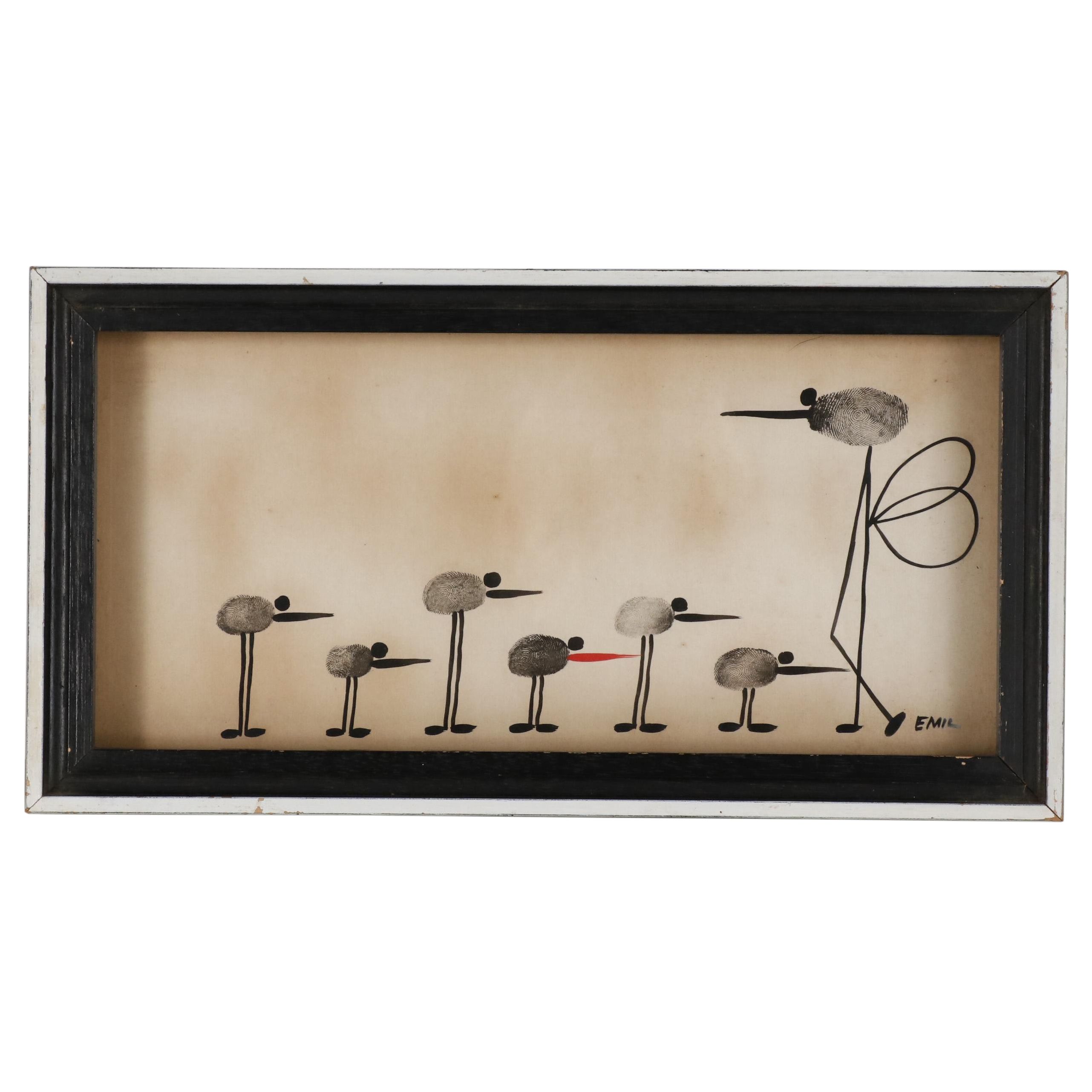 Emil Fingerprint Ink Drawing