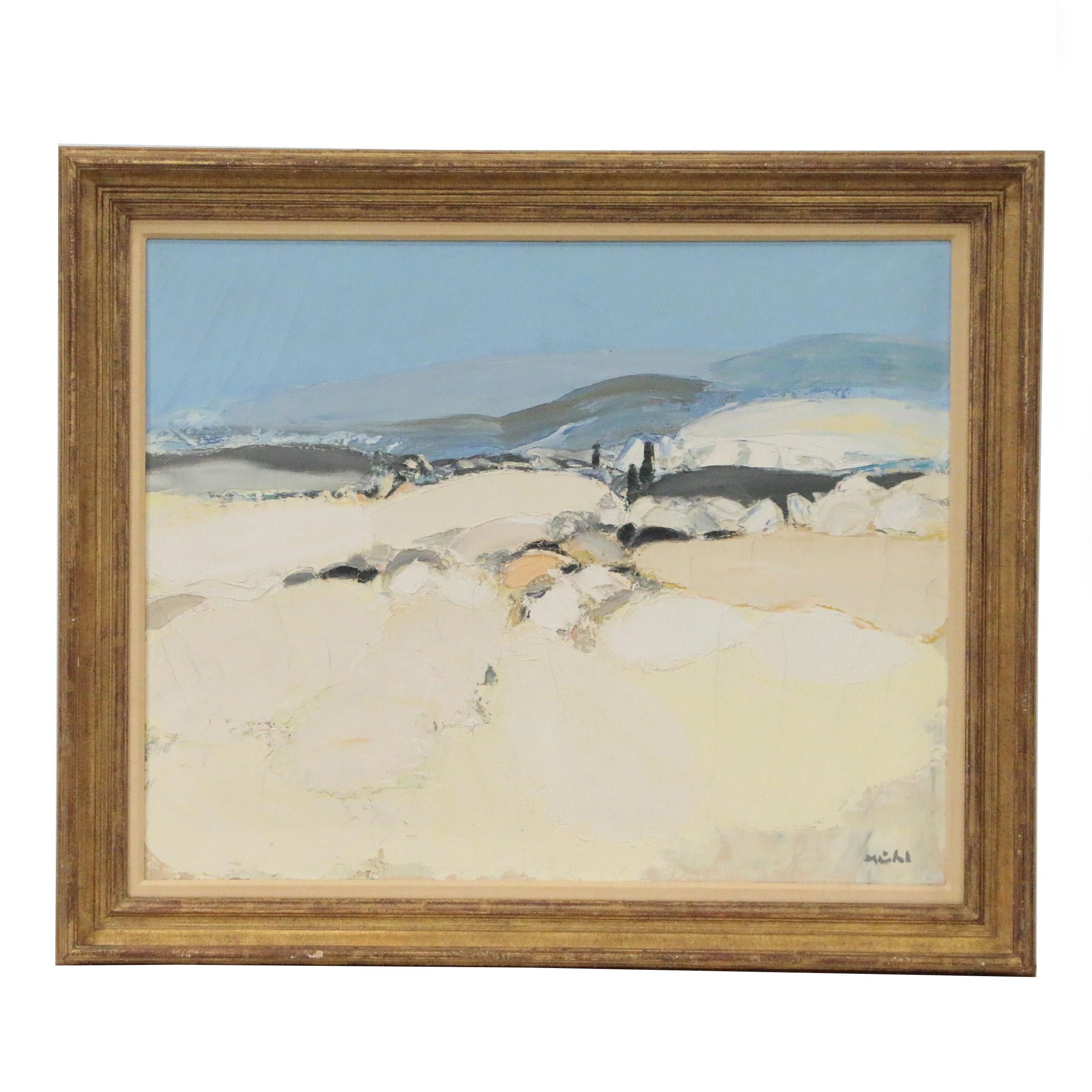 Roger Mühl Oil Painting "Été en Provence", Late 20th Century