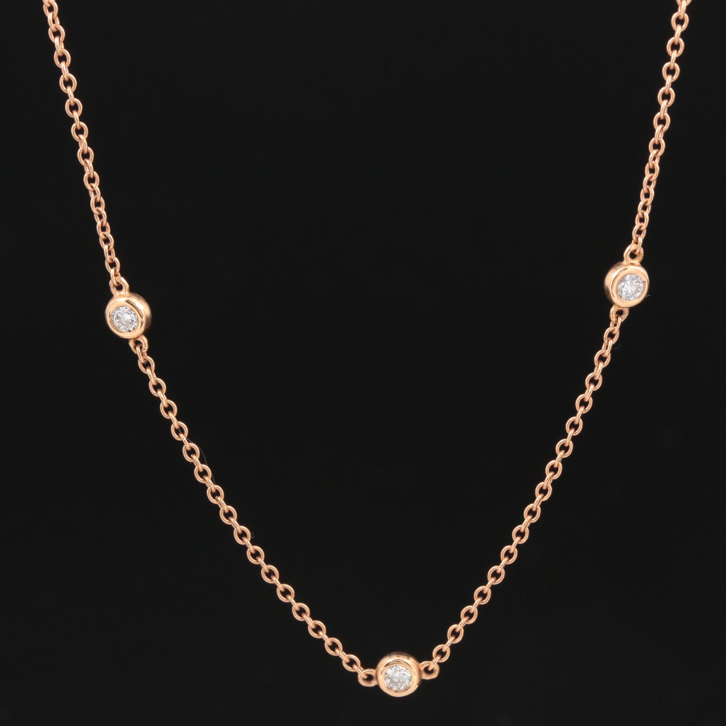18K Gold Diamond Station Necklace