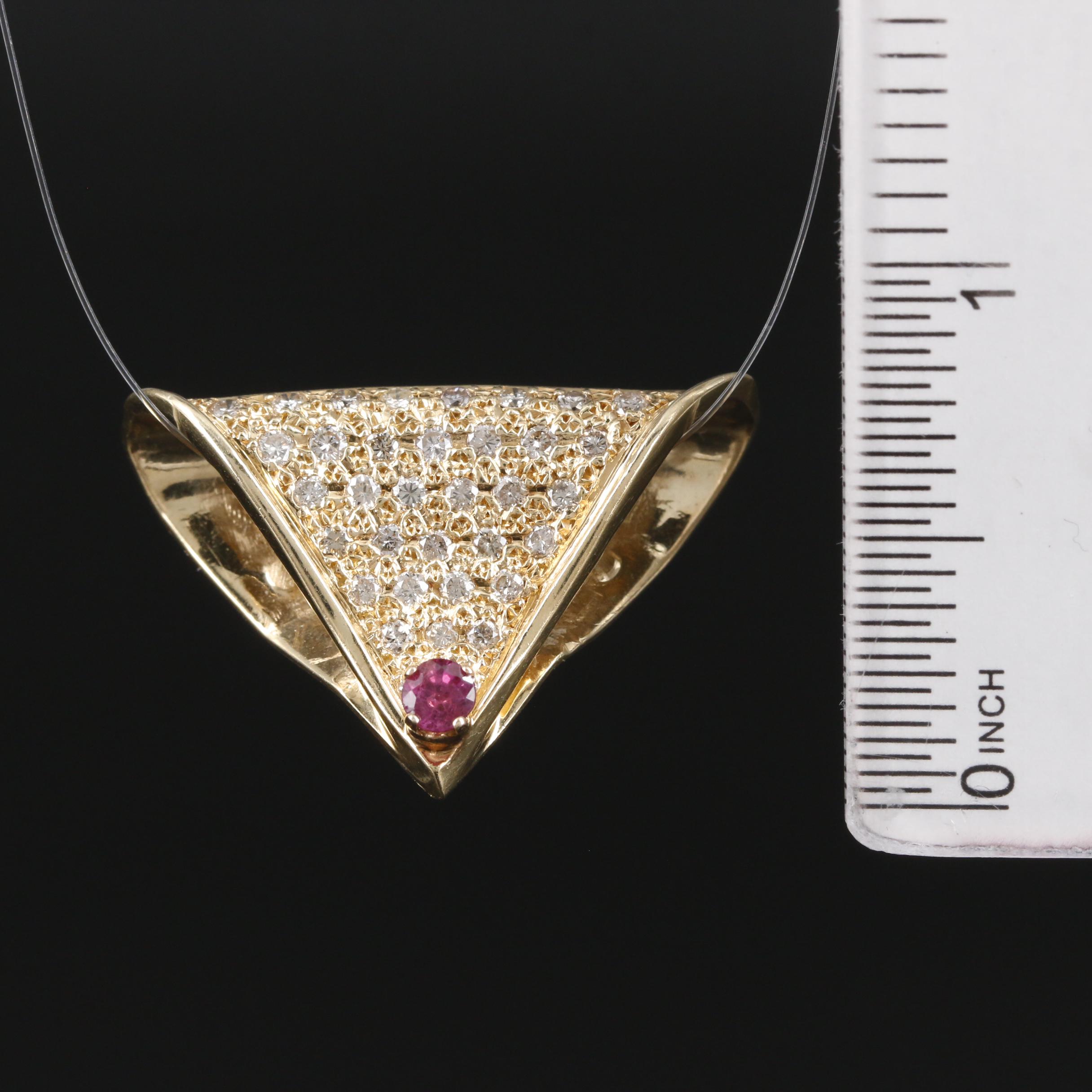 14K Yellow Gold Ruby and Diamond Slide Pendant