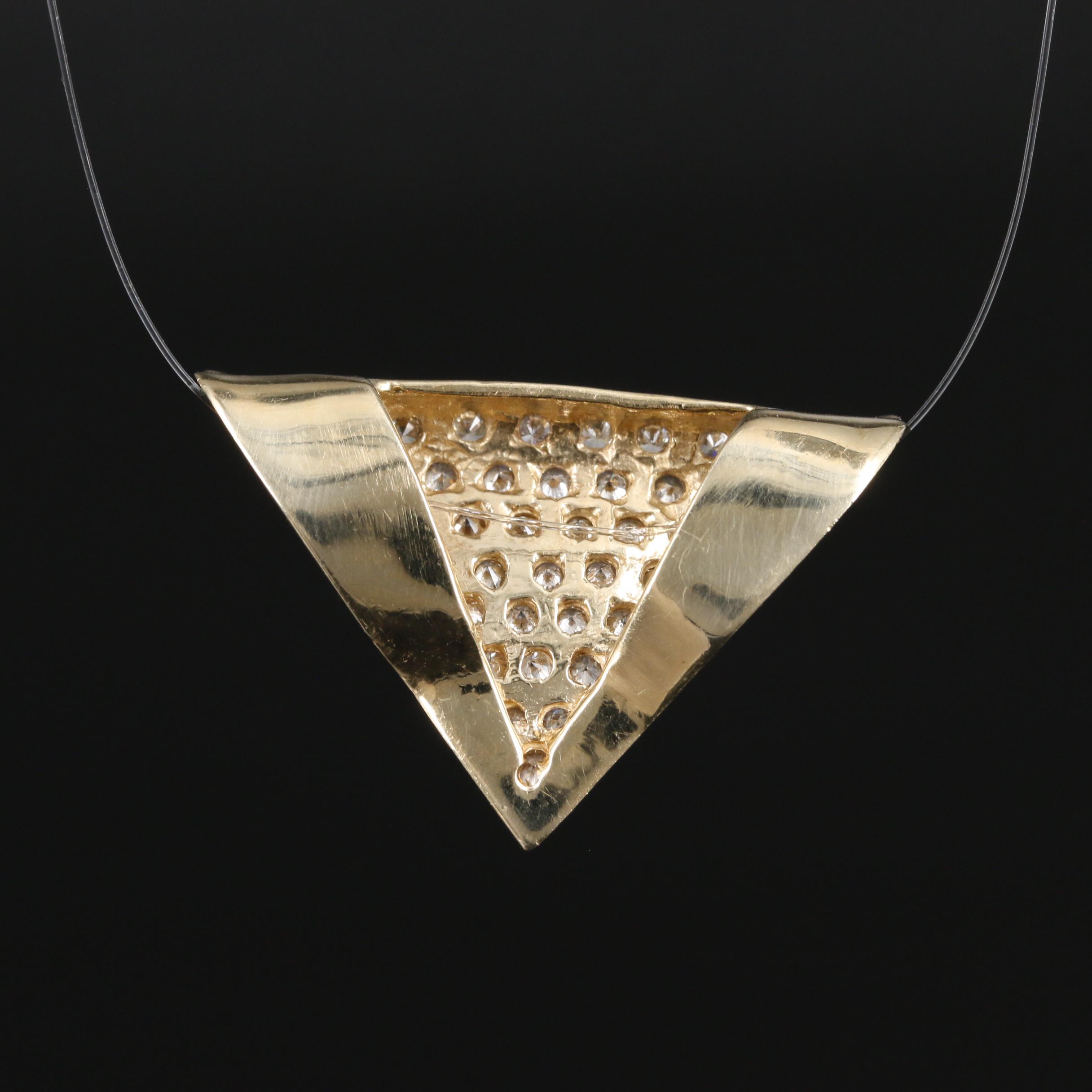 14K Yellow Gold Ruby and Diamond Slide Pendant