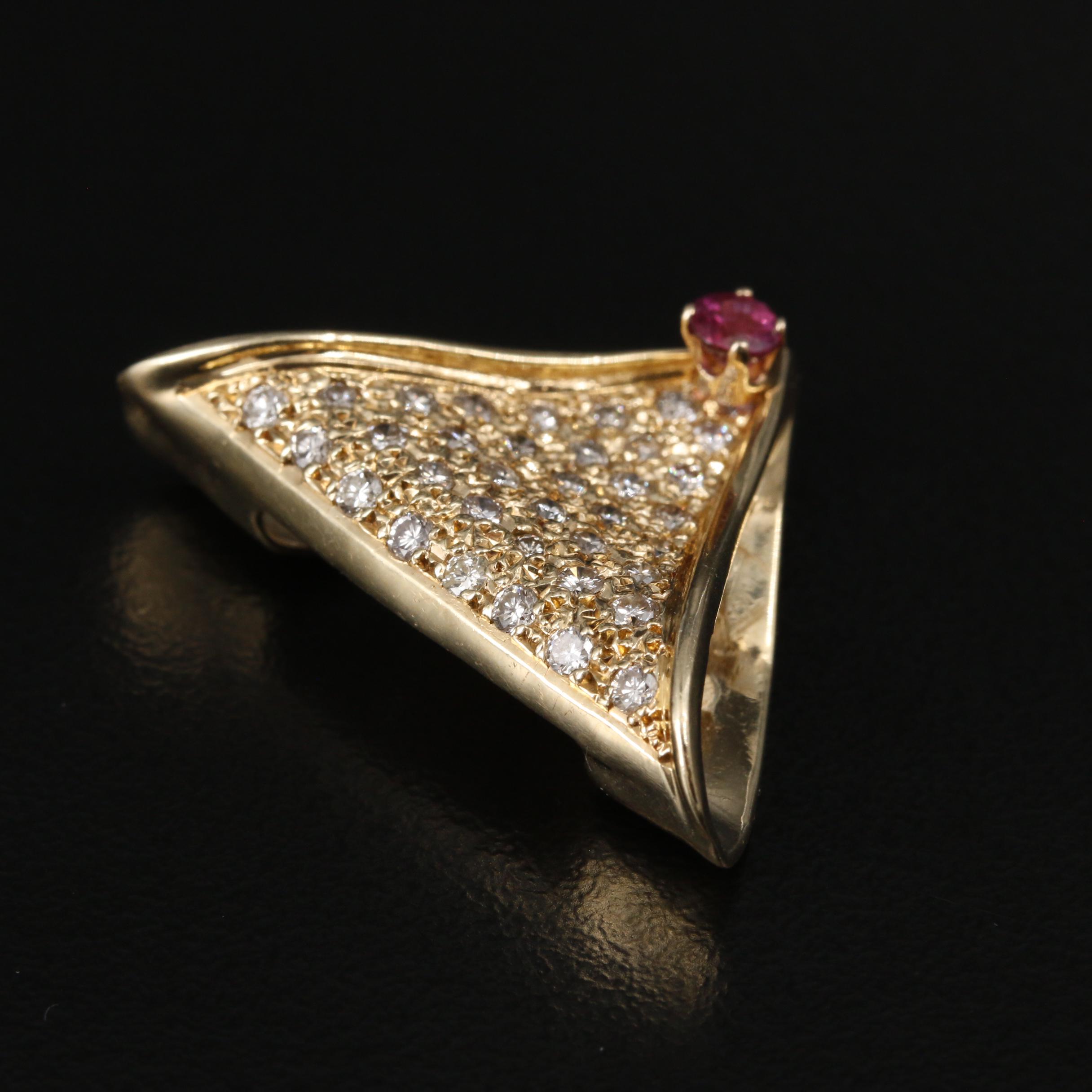 14K Yellow Gold Ruby and Diamond Slide Pendant
