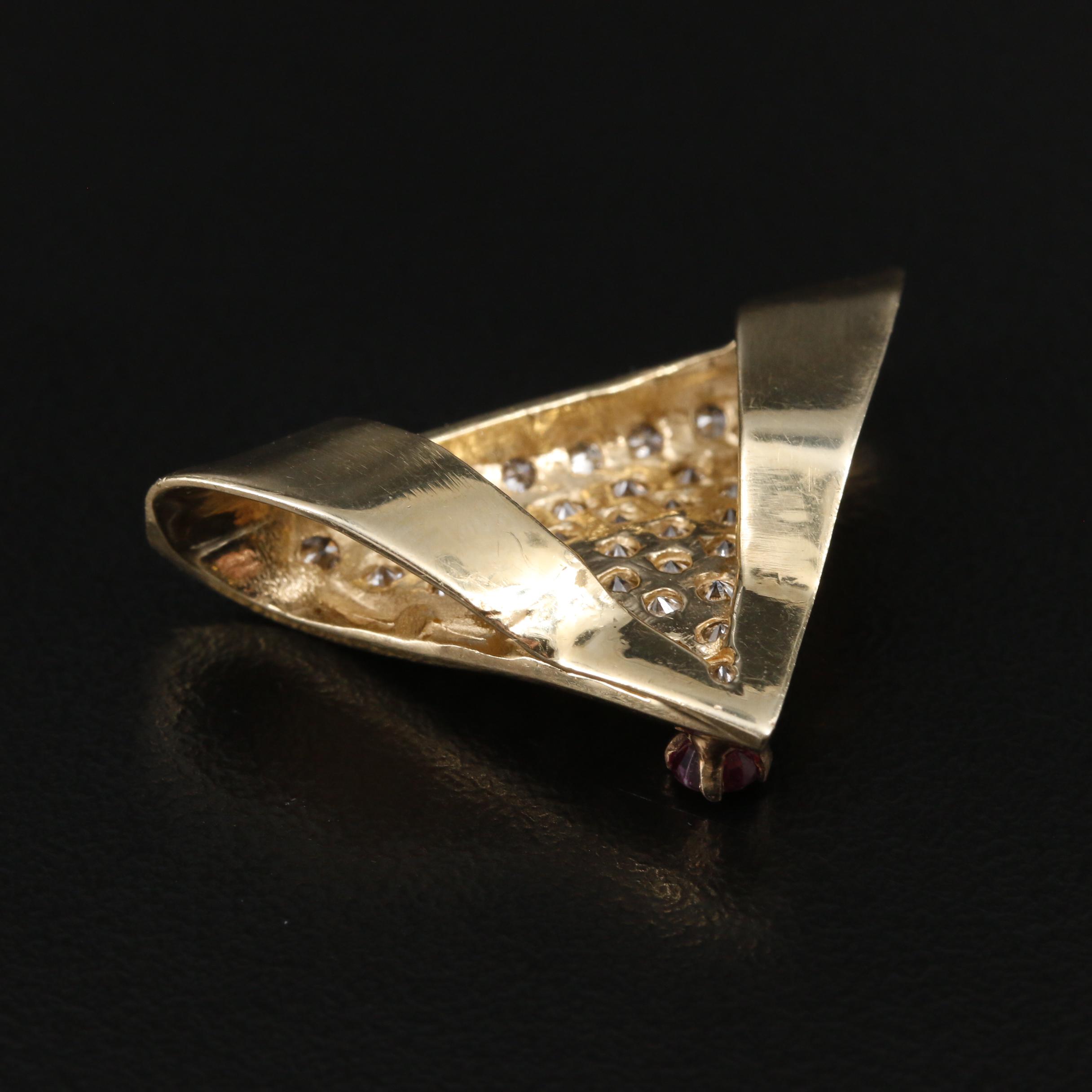 14K Yellow Gold Ruby and Diamond Slide Pendant