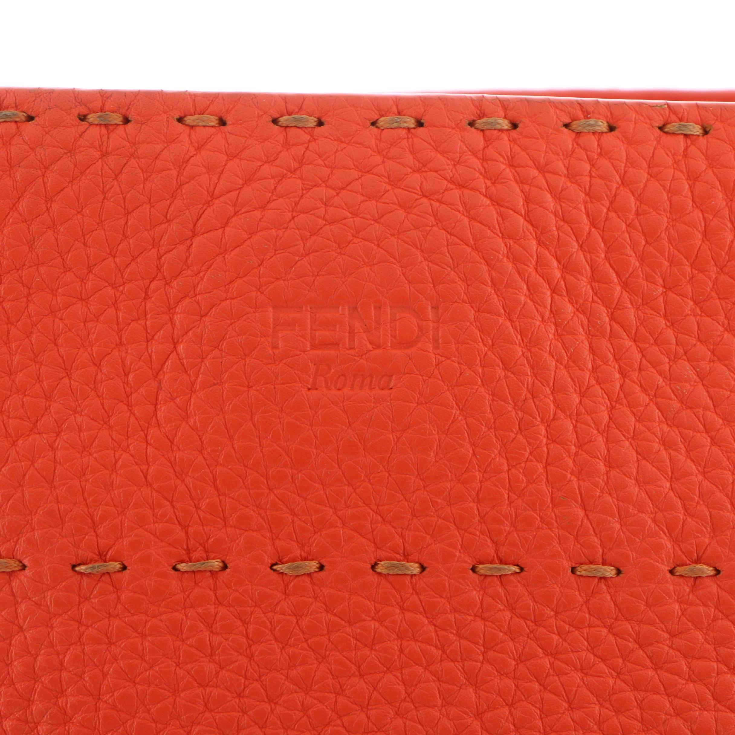 Fendi Selleria Anna Small Orange Leather Bucket Bag with Sterling