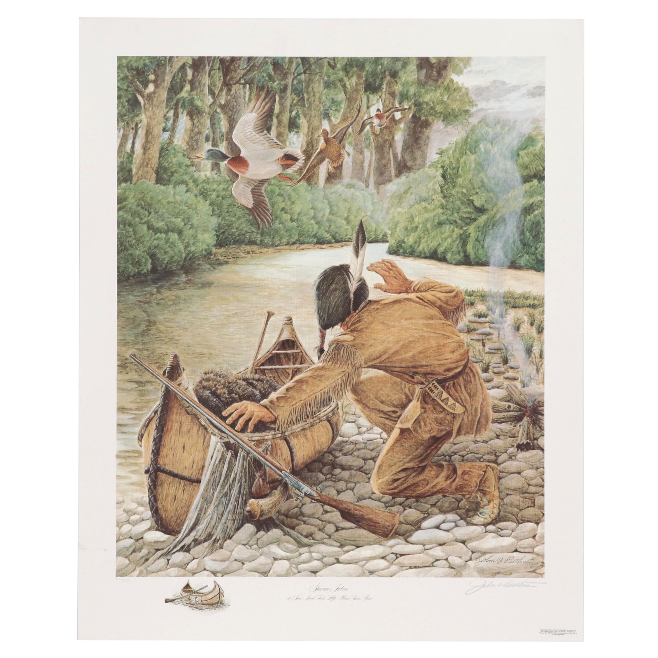 John Ruthven Offset Lithograph "Shawnee Indian"
