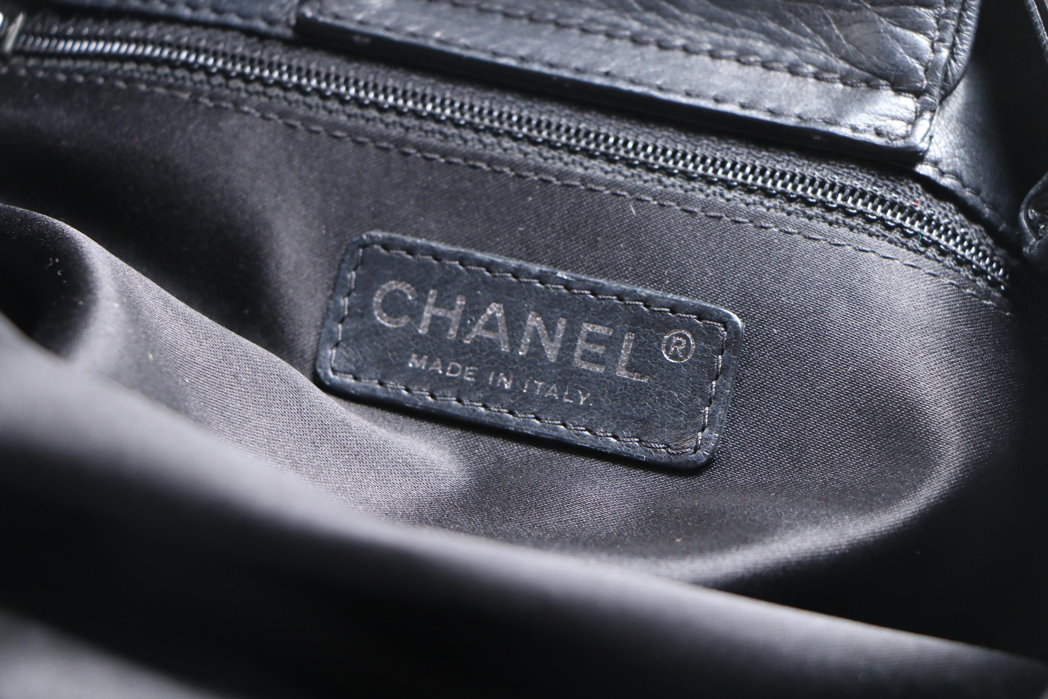 Chanel Black Patent Leather Large Tweed Petals Camellia Accordion Bag