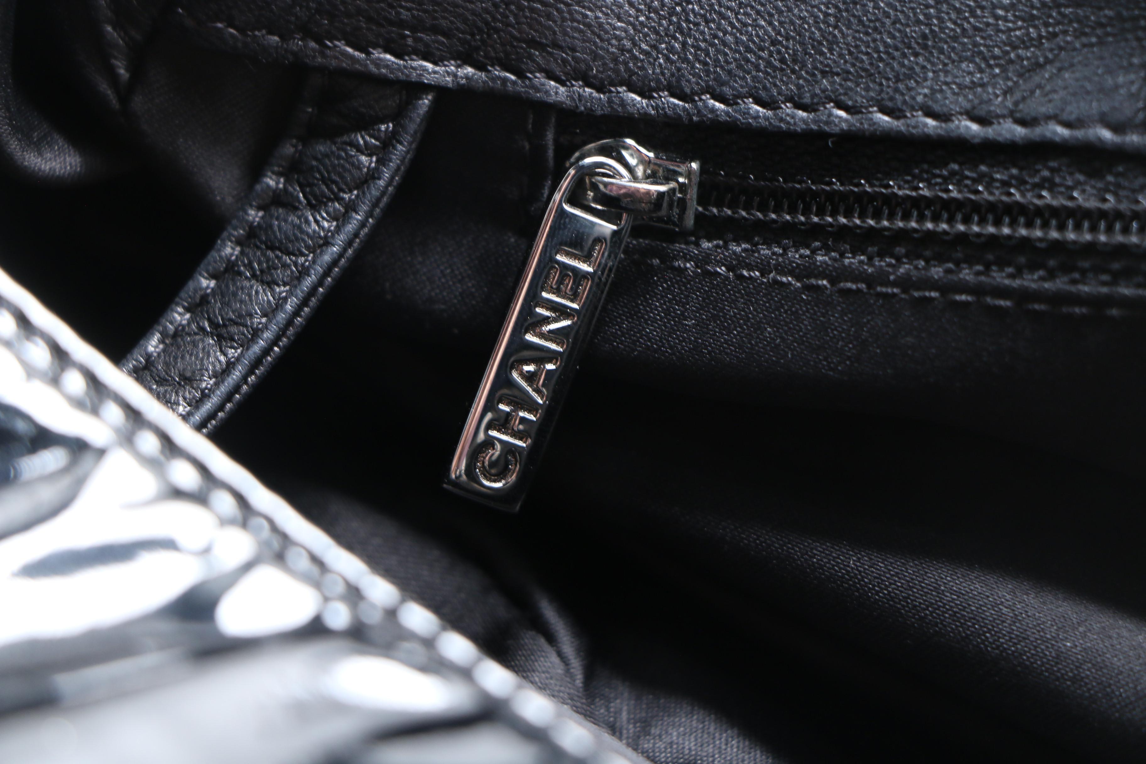 Chanel Black Patent Leather Large Tweed Petals Camellia Accordion Bag