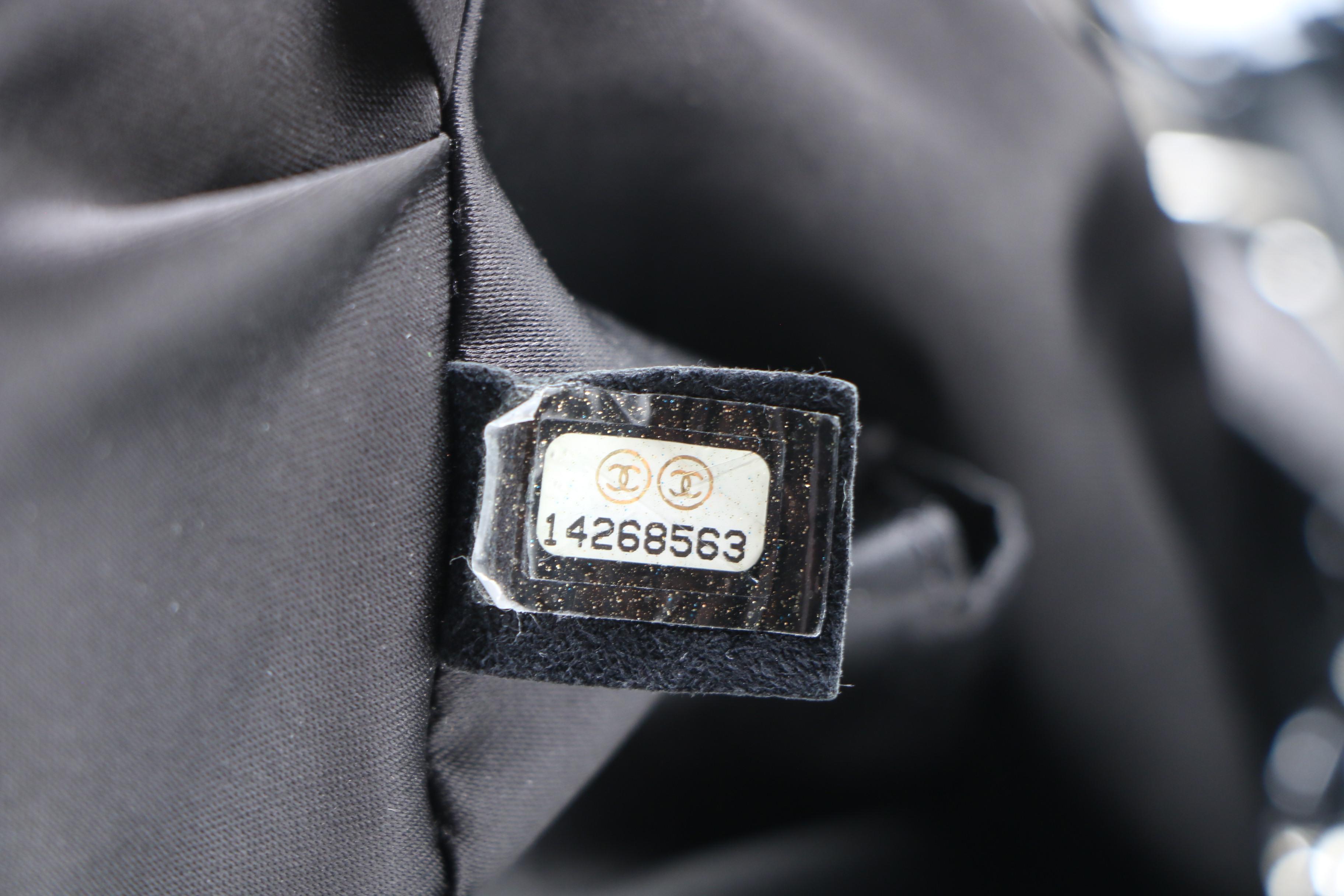 Chanel Black Patent Leather Large Tweed Petals Camellia Accordion Bag