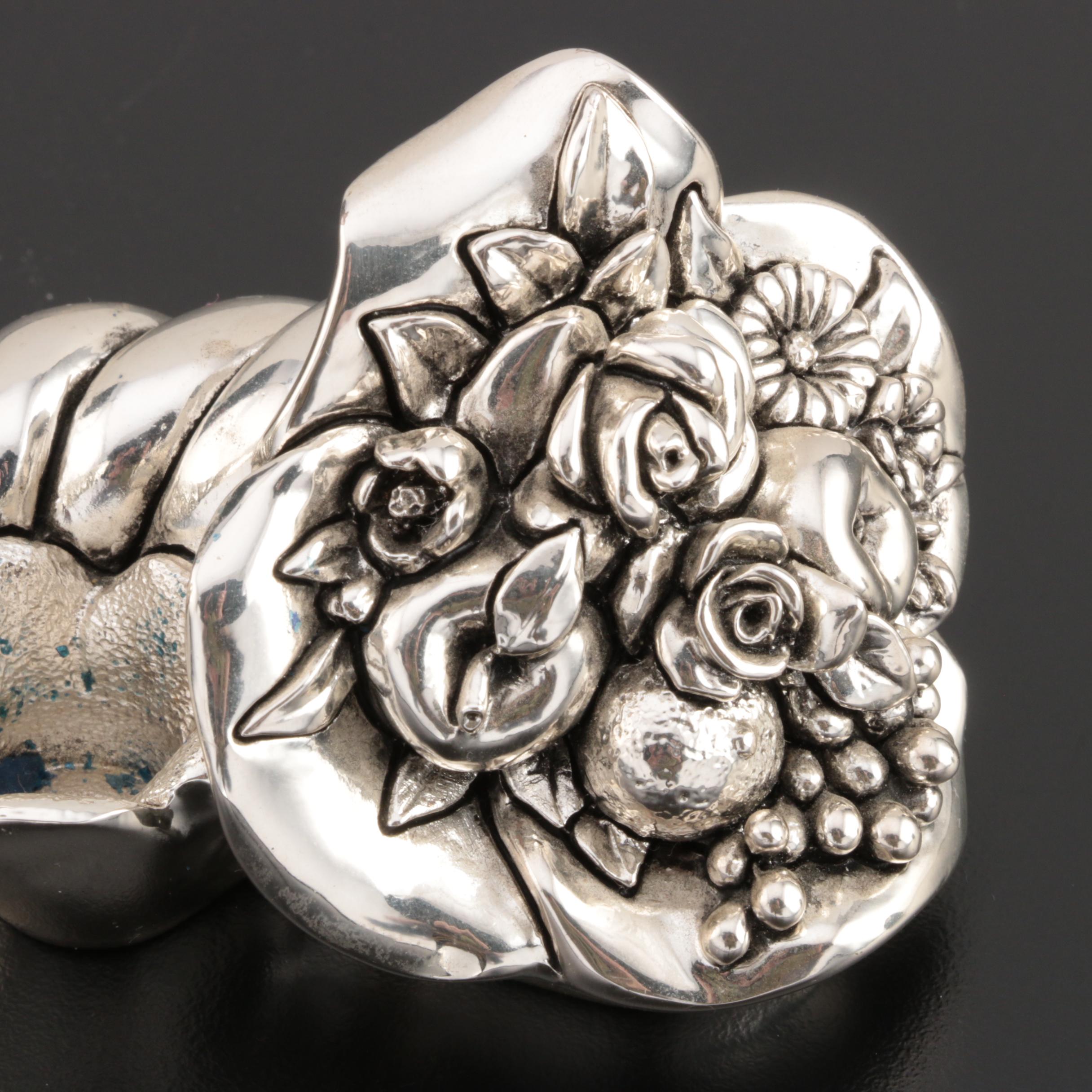 Sterling and Silver Plate Pill Boxes with Italian Electroform Candleholder