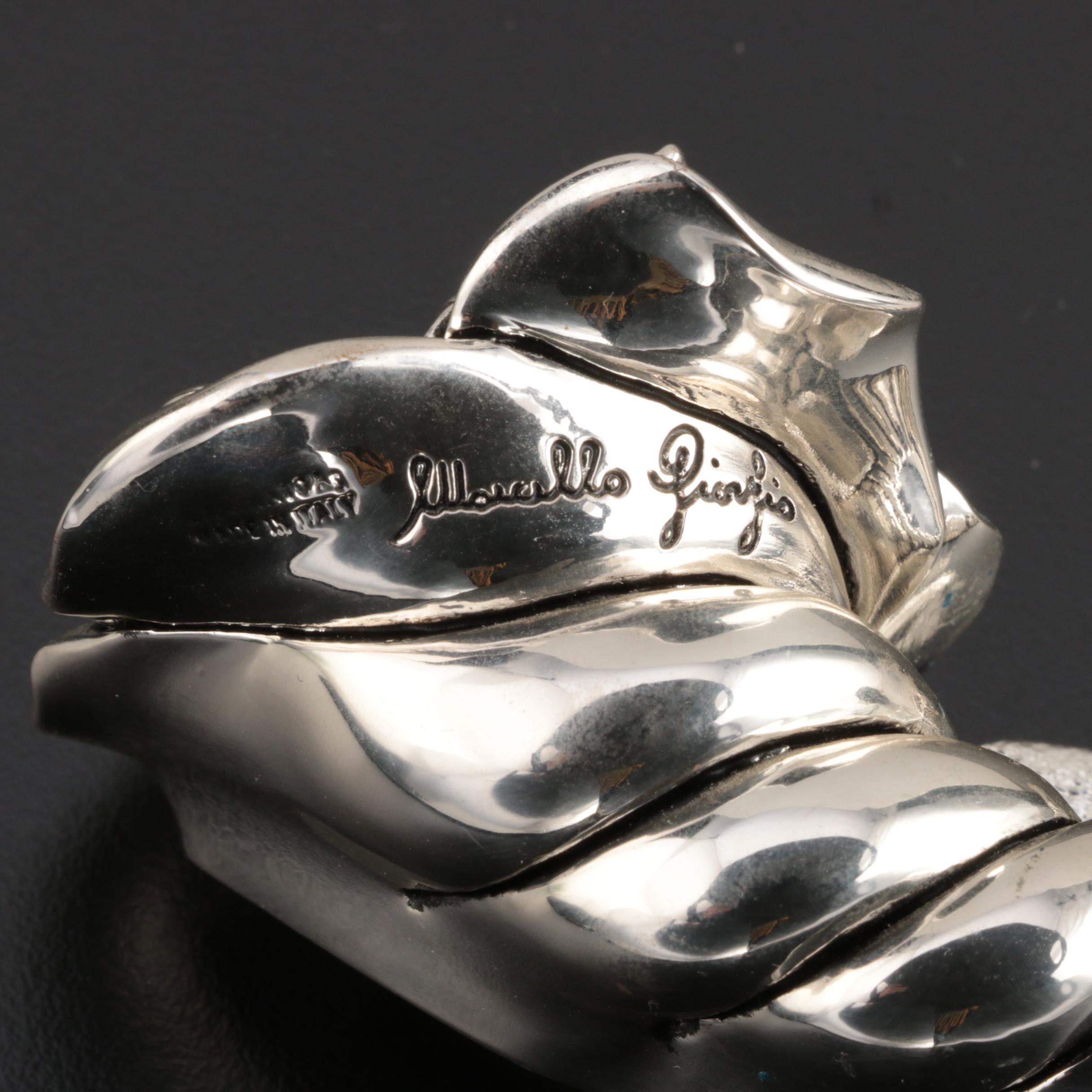 Sterling and Silver Plate Pill Boxes with Italian Electroform Candleholder