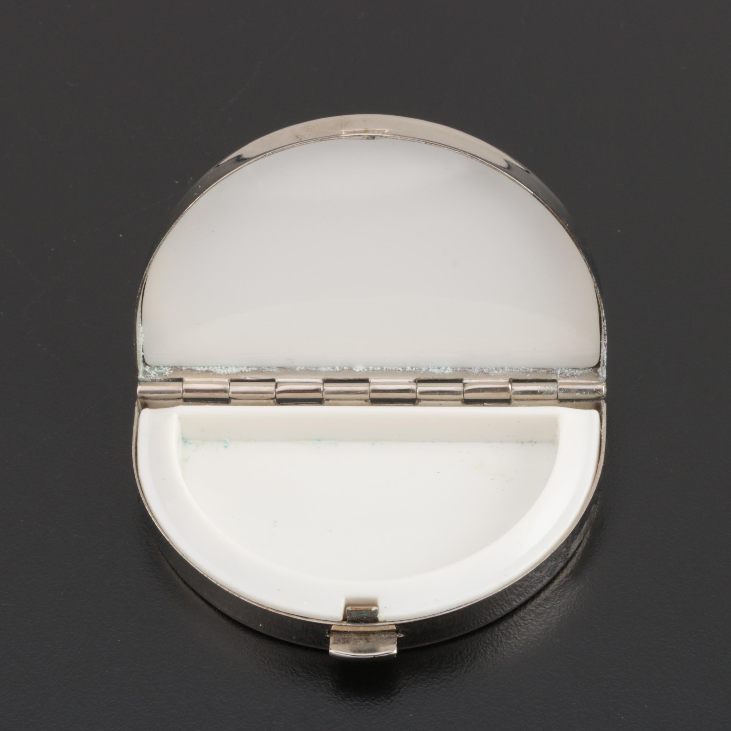 Sterling and Silver Plate Pill Boxes with Italian Electroform Candleholder