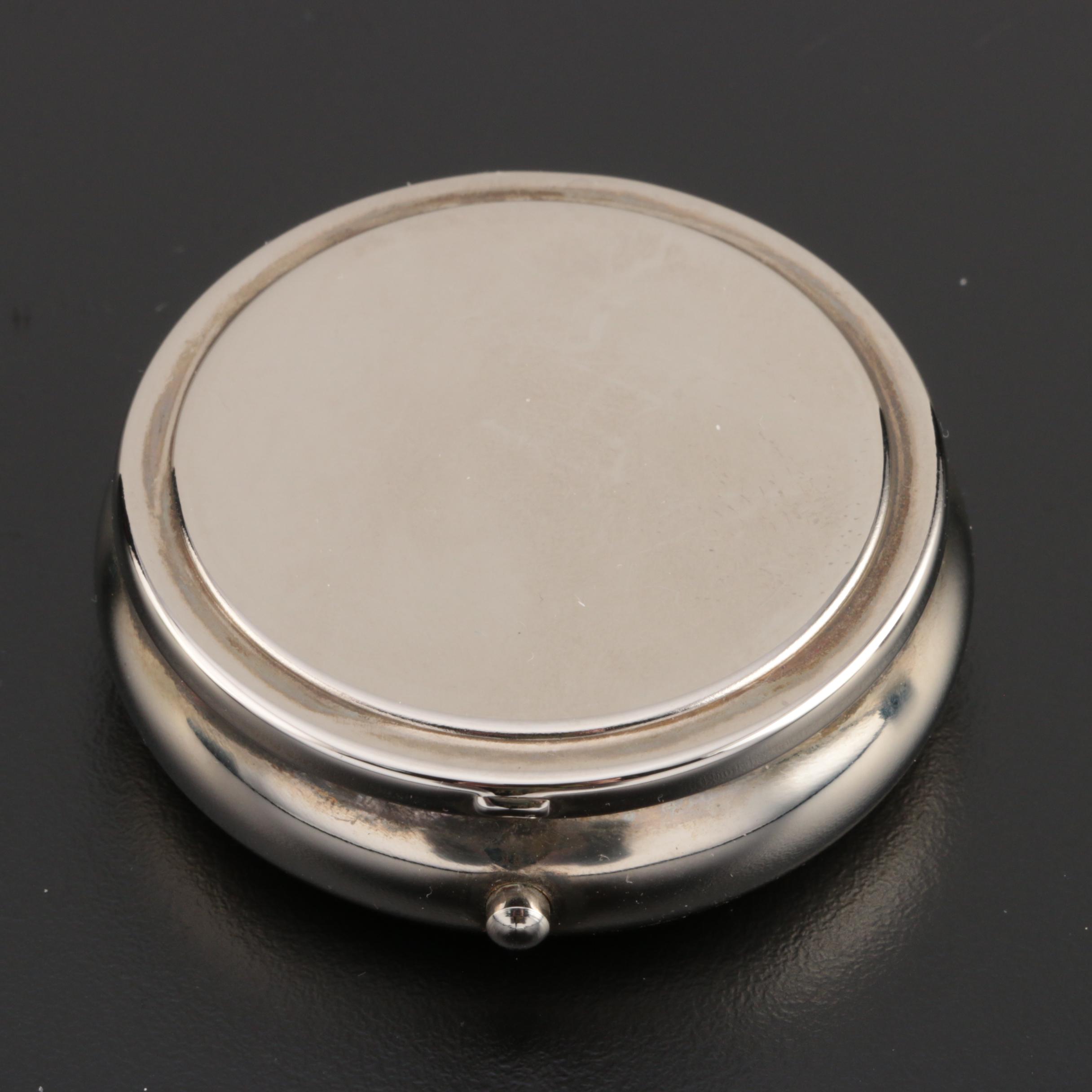 Sterling and Silver Plate Pill Boxes with Italian Electroform Candleholder