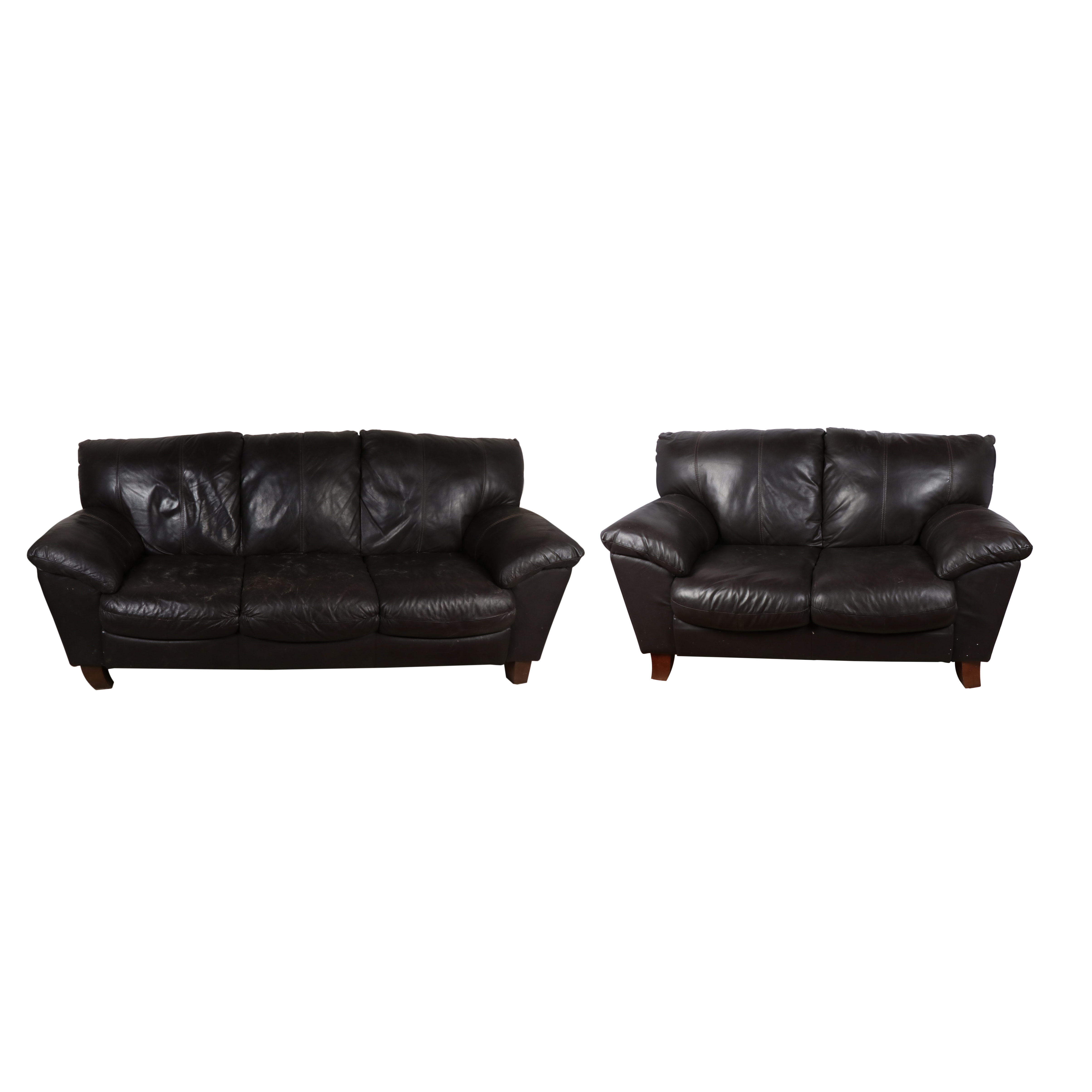 Faux Leather Brown Sofa and Loveseat