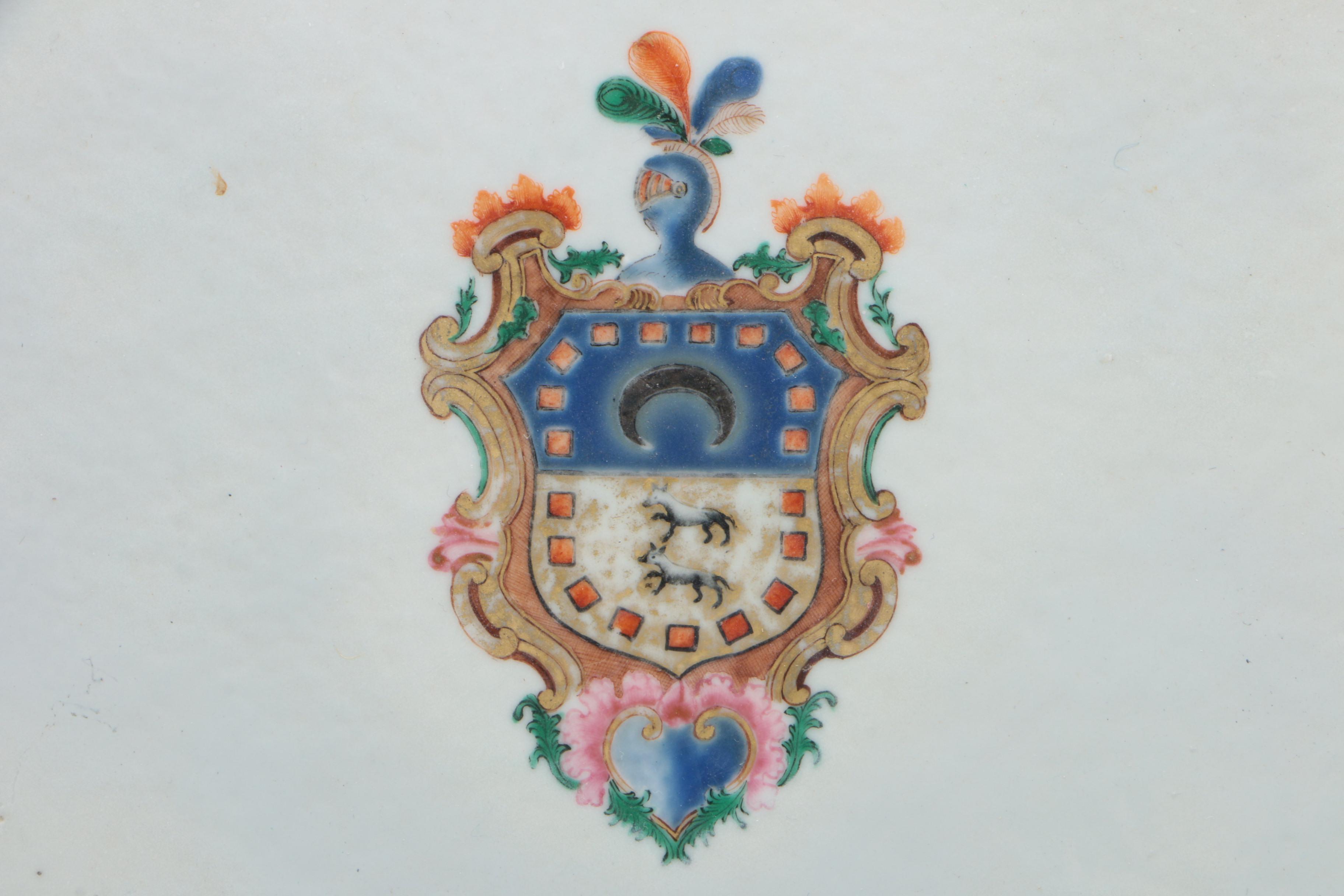 Chinese Export Porcelain Armorial Platter with Arms of a Nobleman, late 18th C.