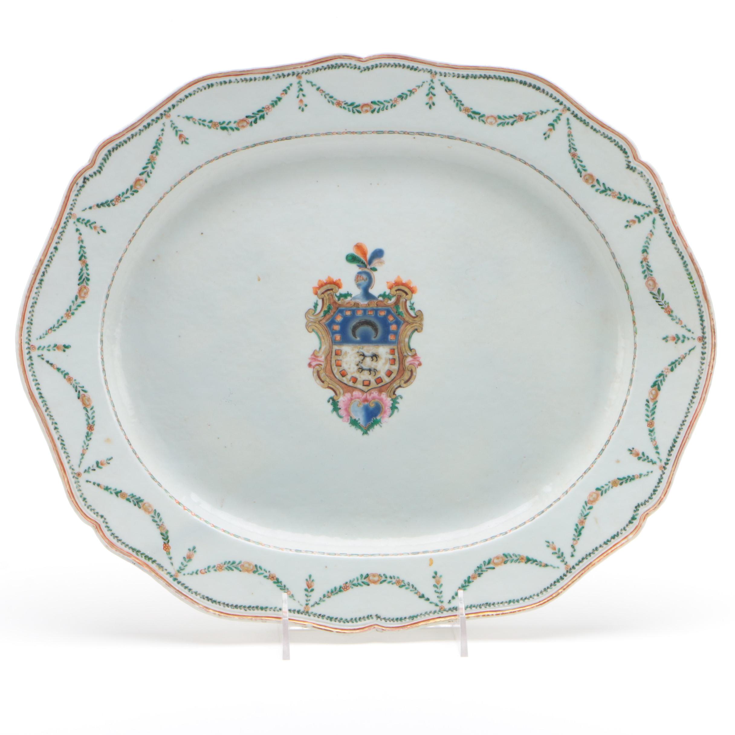 Chinese Export Porcelain Armorial Platter with Arms of a Nobleman, late 18th C.