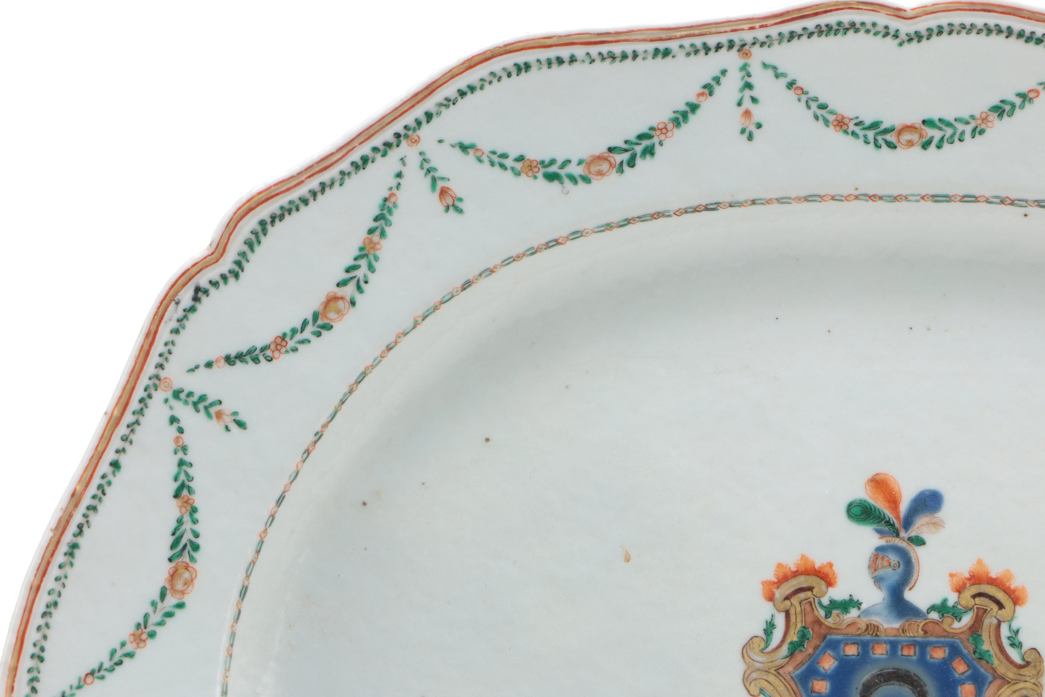 Chinese Export Porcelain Armorial Platter with Arms of a Nobleman, late 18th C.