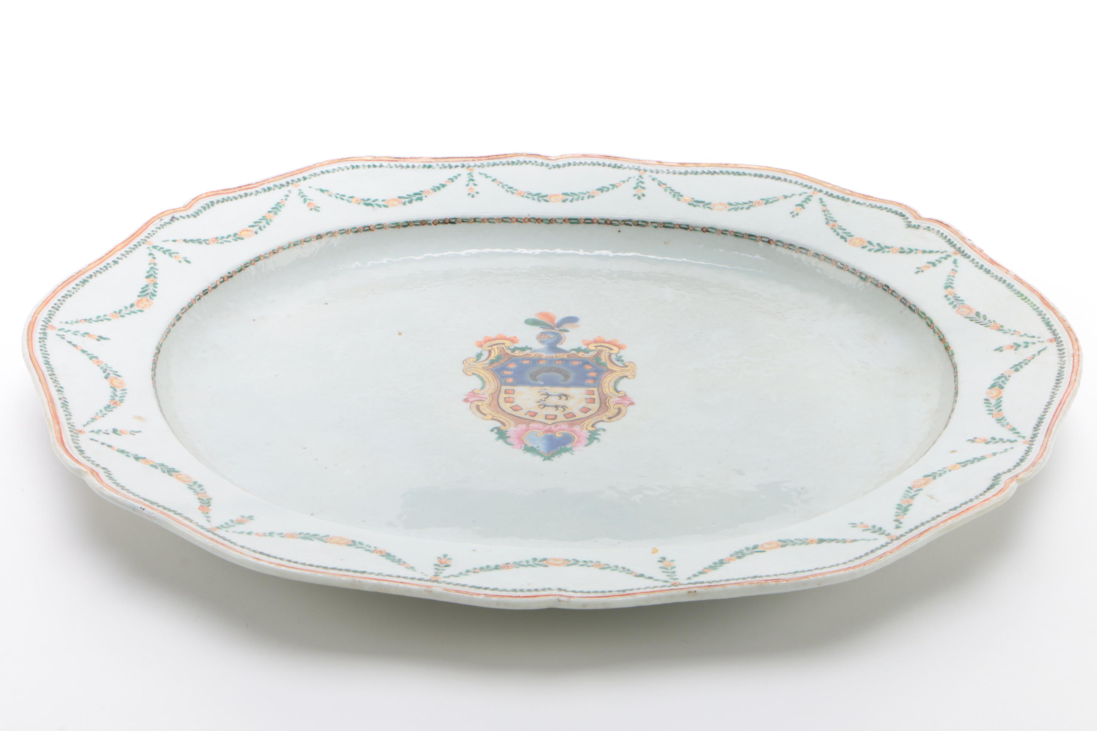 Chinese Export Porcelain Armorial Platter with Arms of a Nobleman, late 18th C.