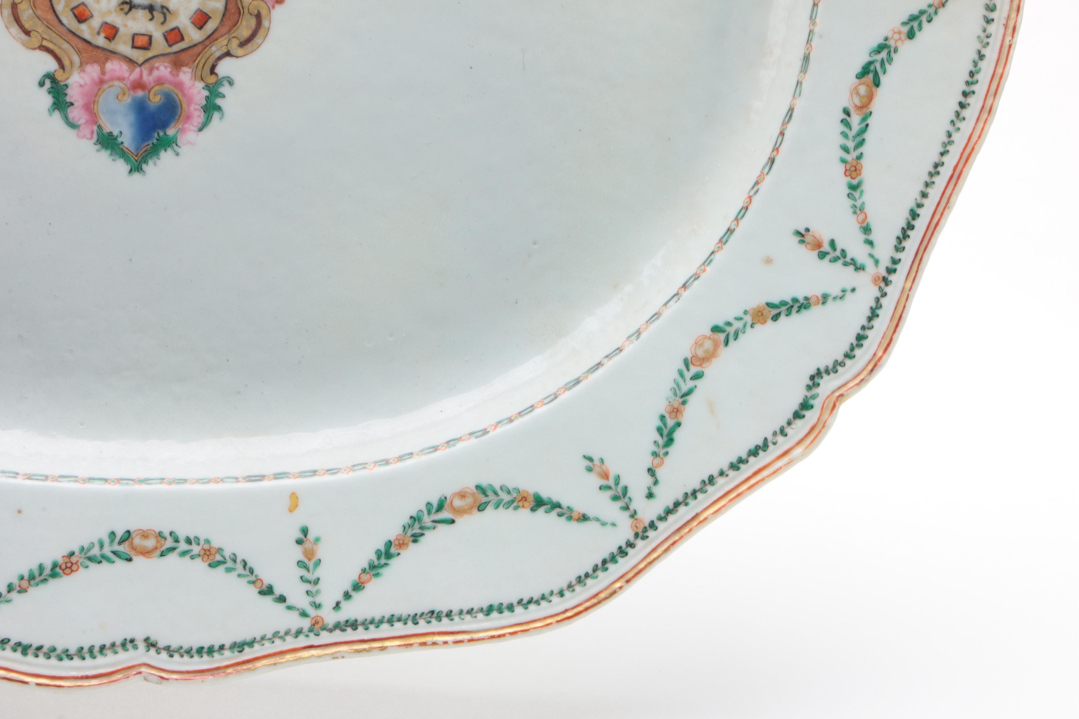 Chinese Export Porcelain Armorial Platter with Arms of a Nobleman, late 18th C.