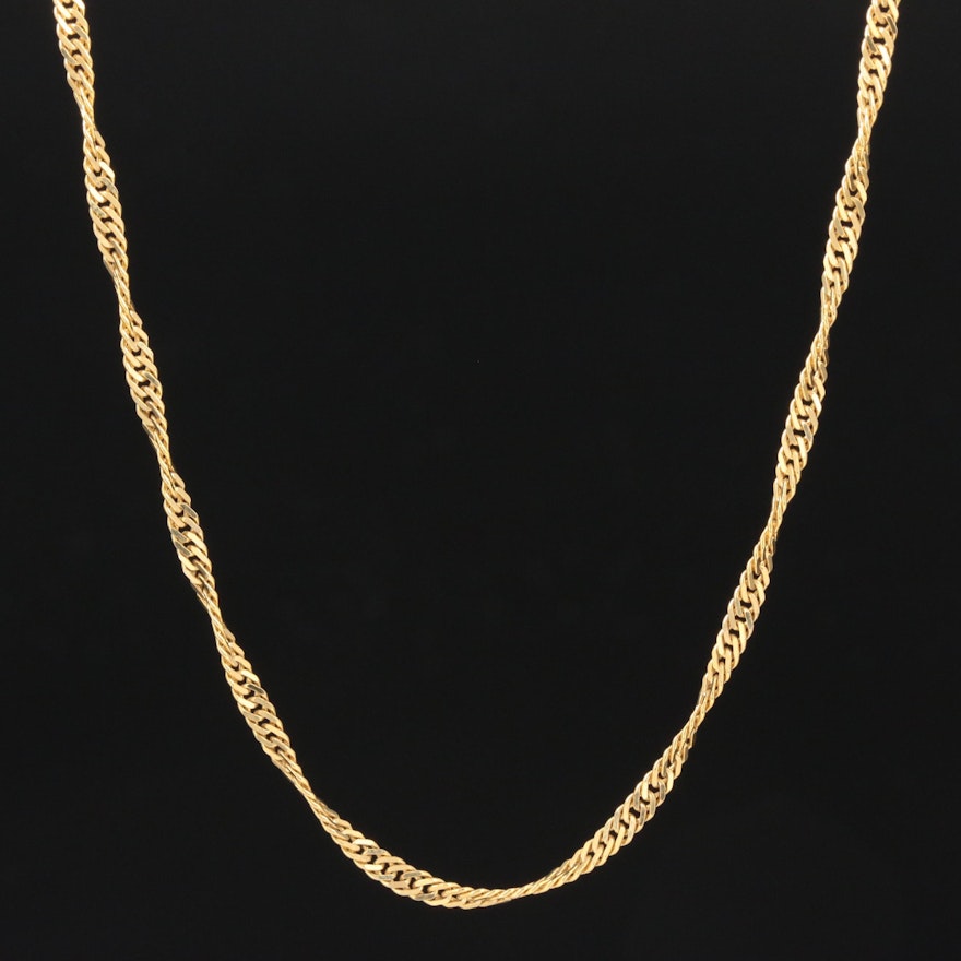 14K Yellow Gold Spiral Curb Link Chain