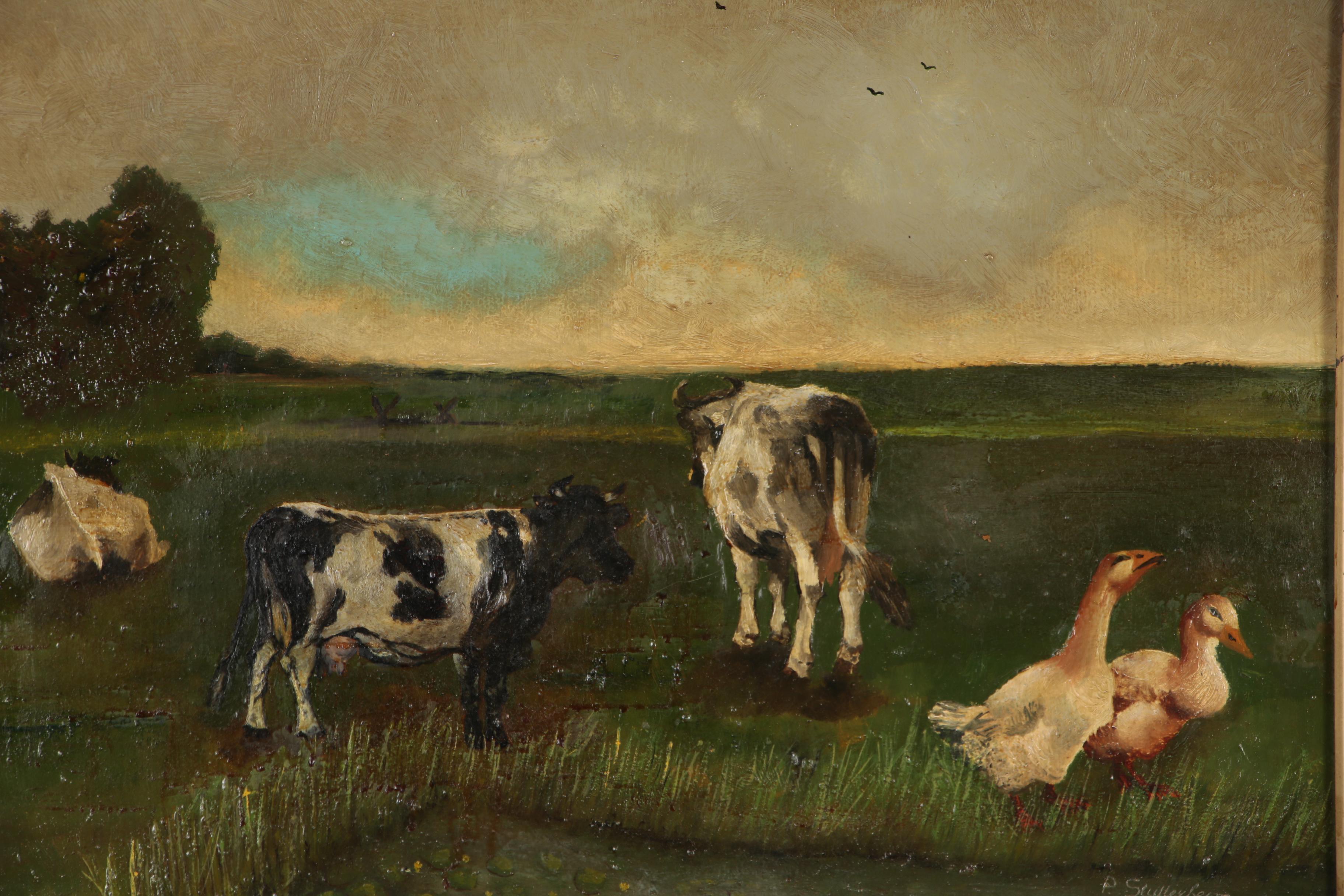 Pastoral Landscape Oil Painting, Late 19th Century