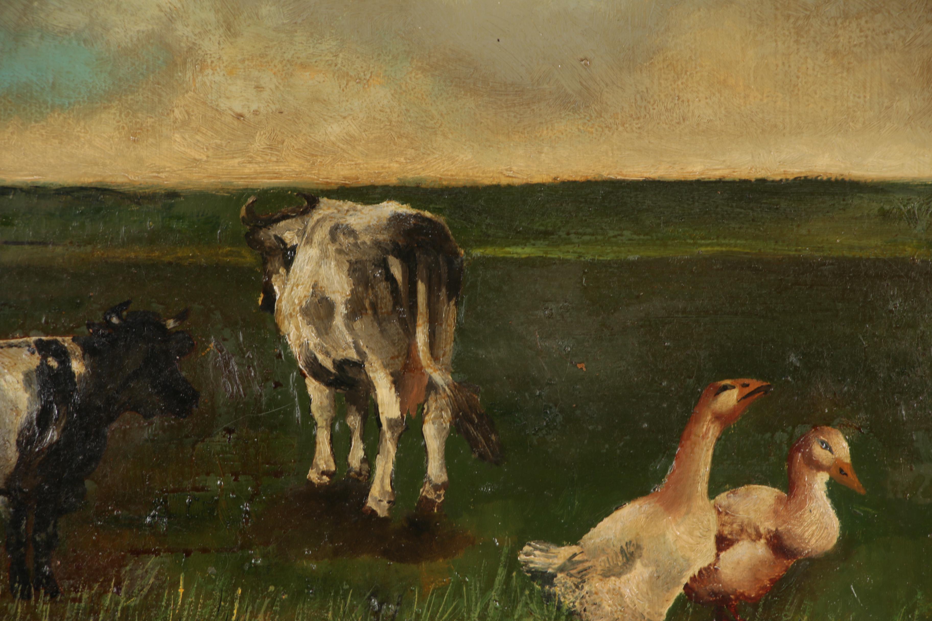 Pastoral Landscape Oil Painting, Late 19th Century