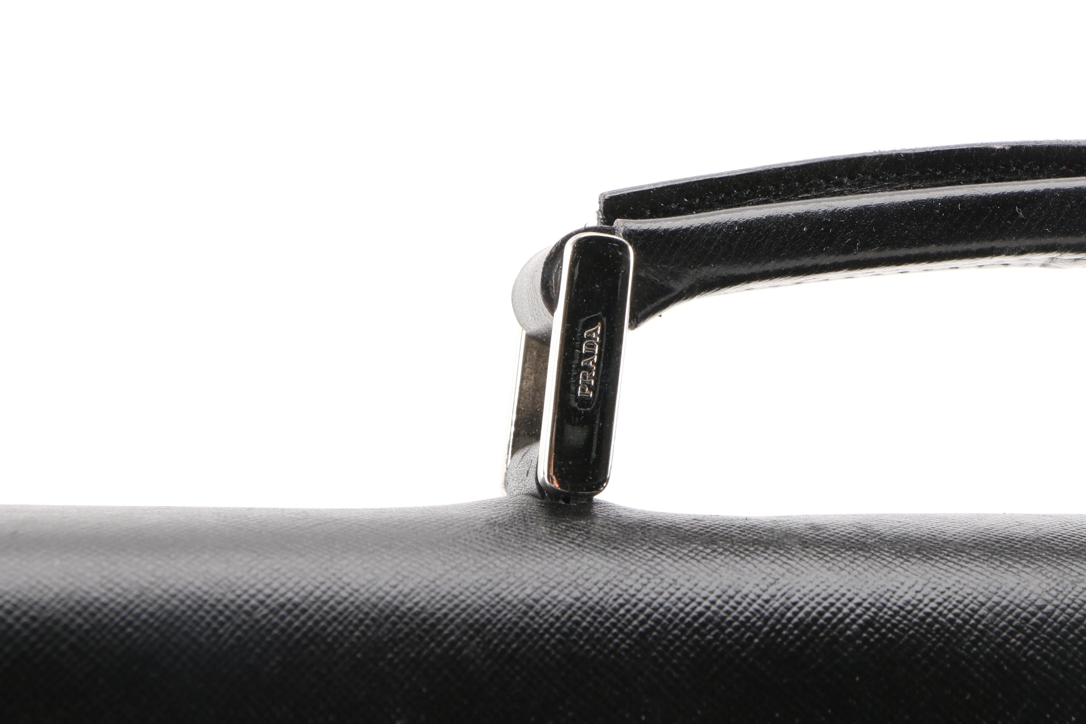 Prada Black Saffiano Leather Squeeze Lock Briefcase