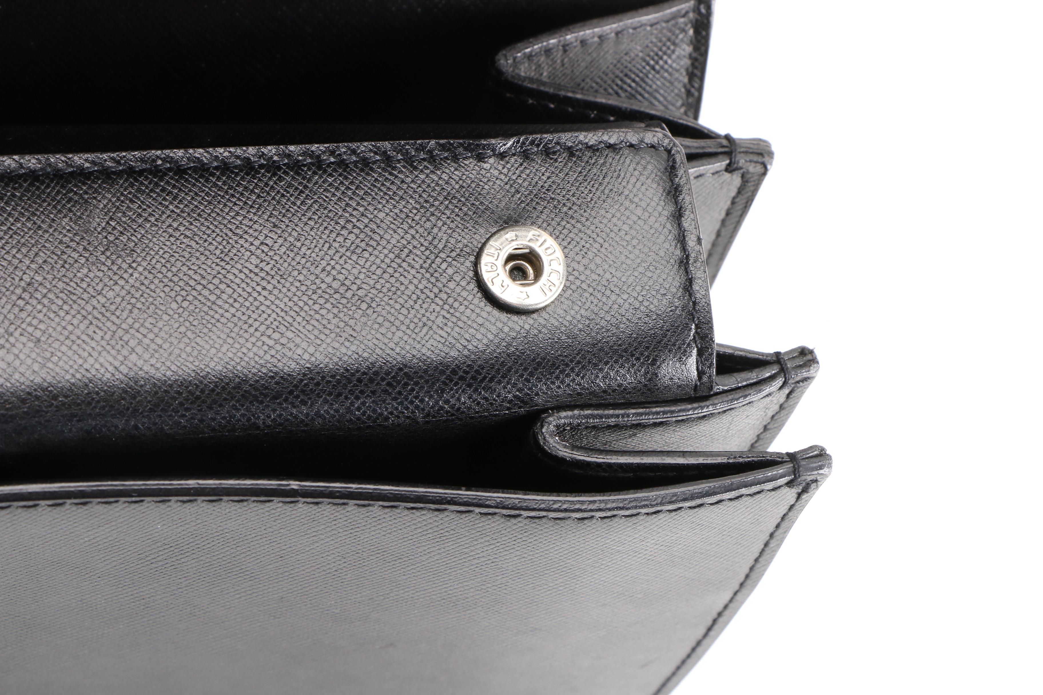 Prada Black Saffiano Leather Squeeze Lock Briefcase