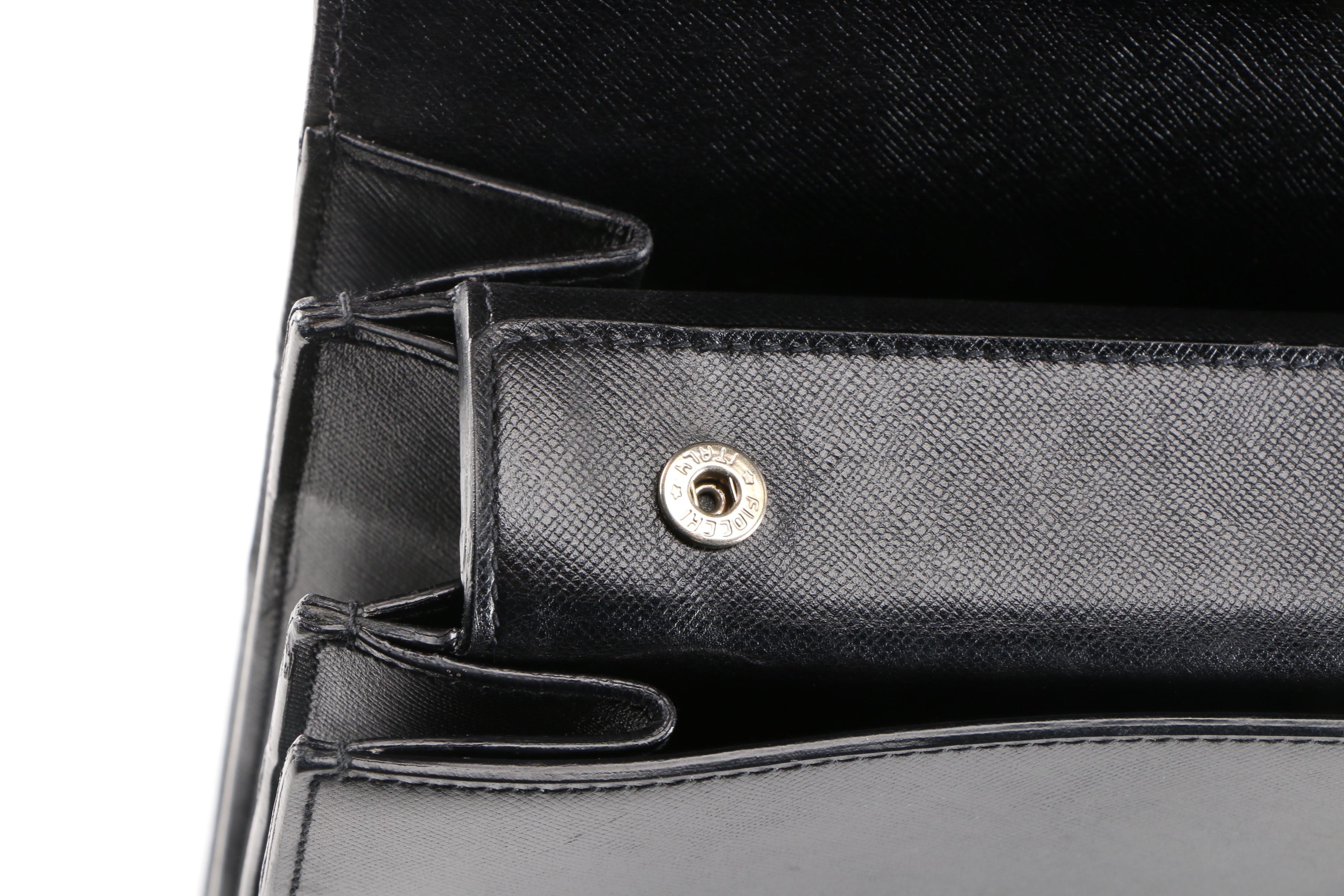 Prada Black Saffiano Leather Squeeze Lock Briefcase