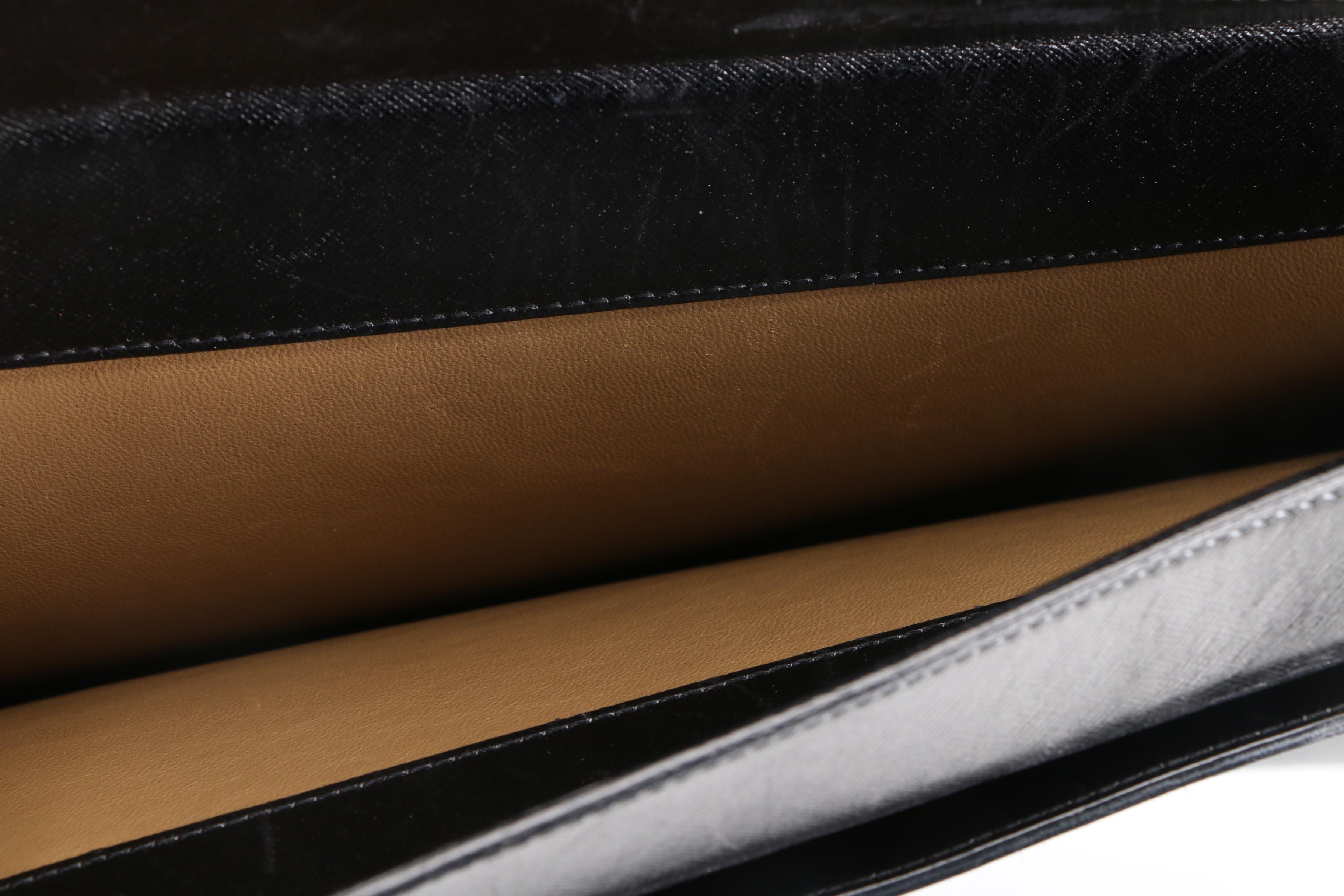 Prada Black Saffiano Leather Squeeze Lock Briefcase