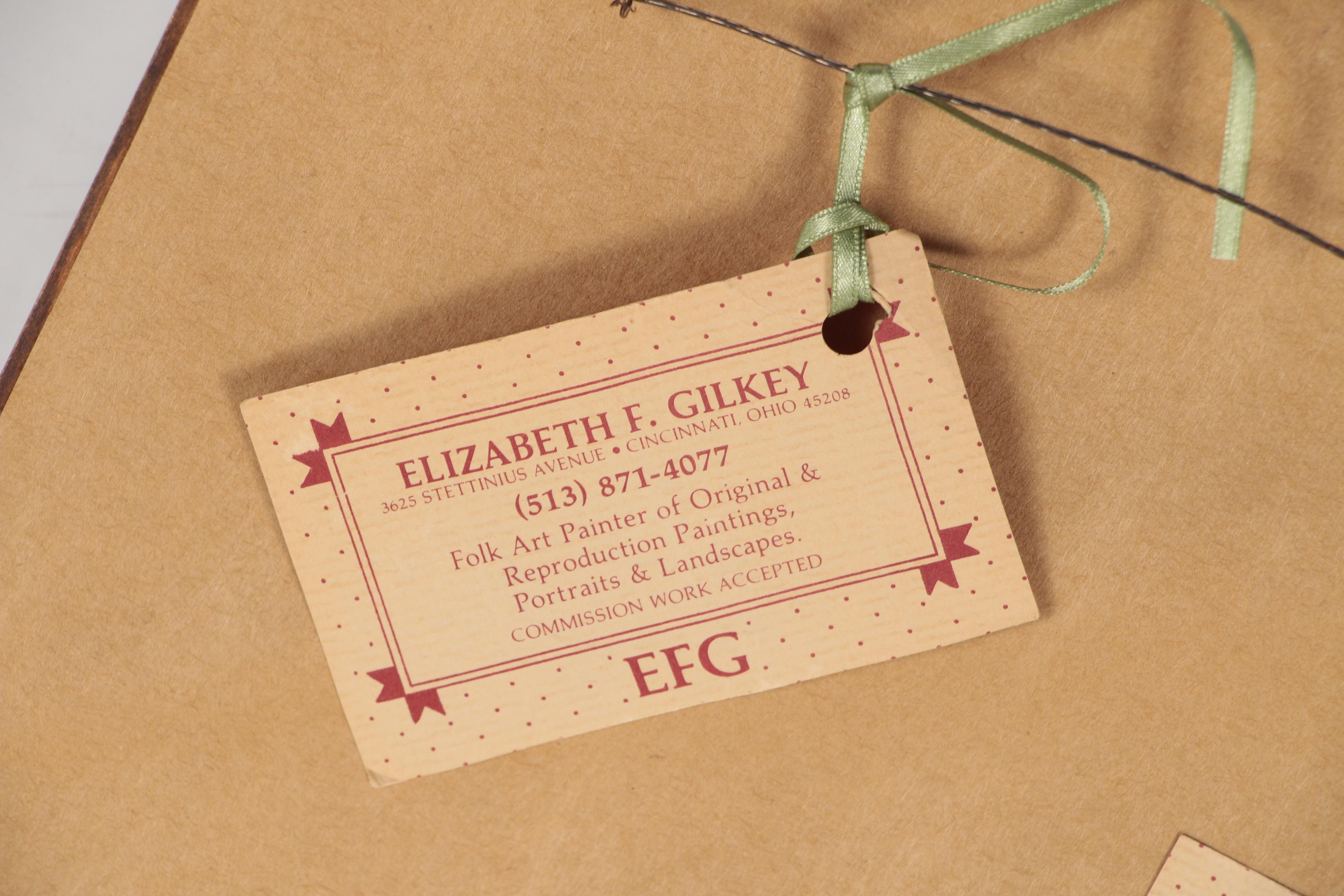 Elizabeth F. Gilkey Folk Art Oil Painting "Pennsylvania Farm House"