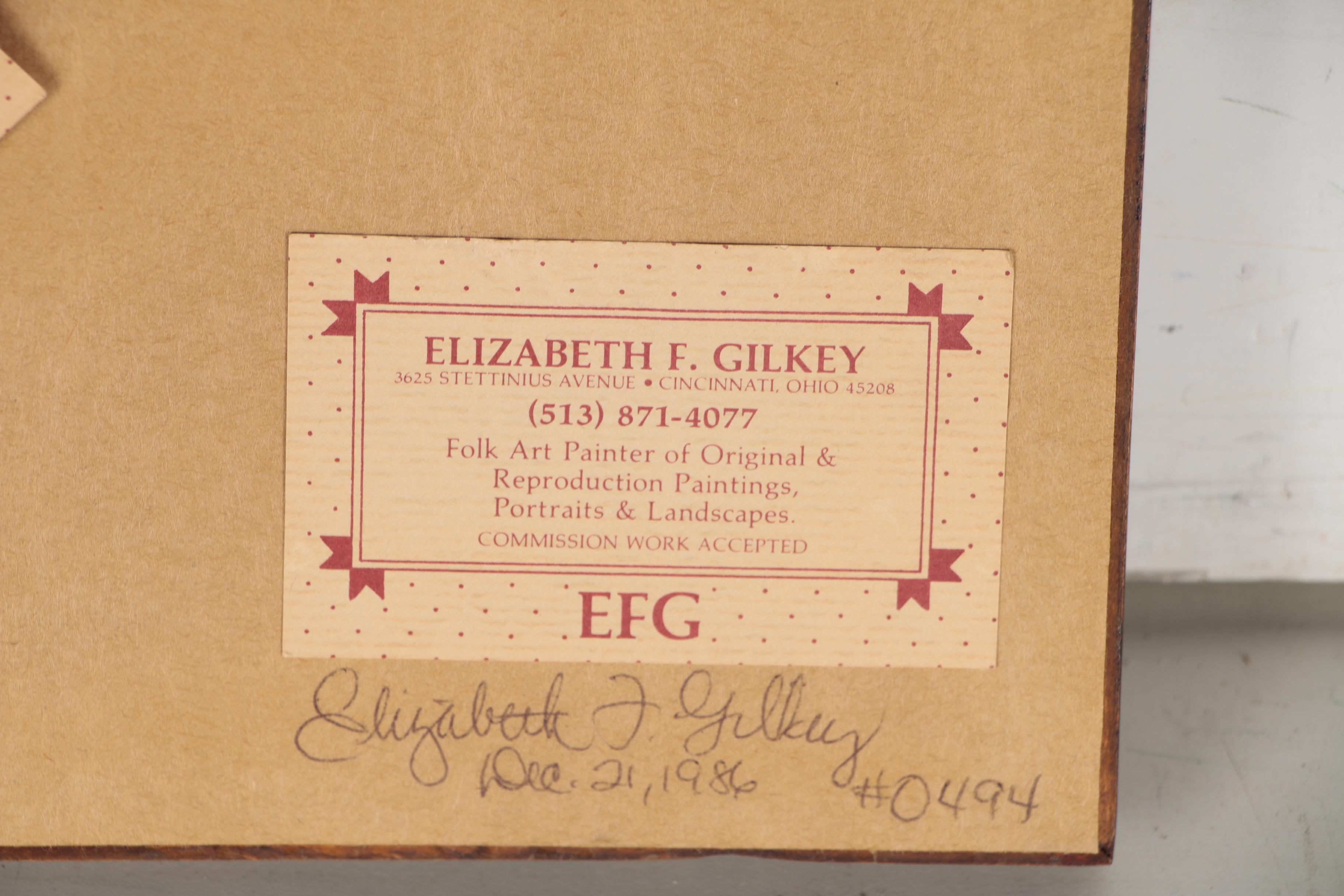 Elizabeth F. Gilkey Folk Art Oil Painting "Pennsylvania Farm House"