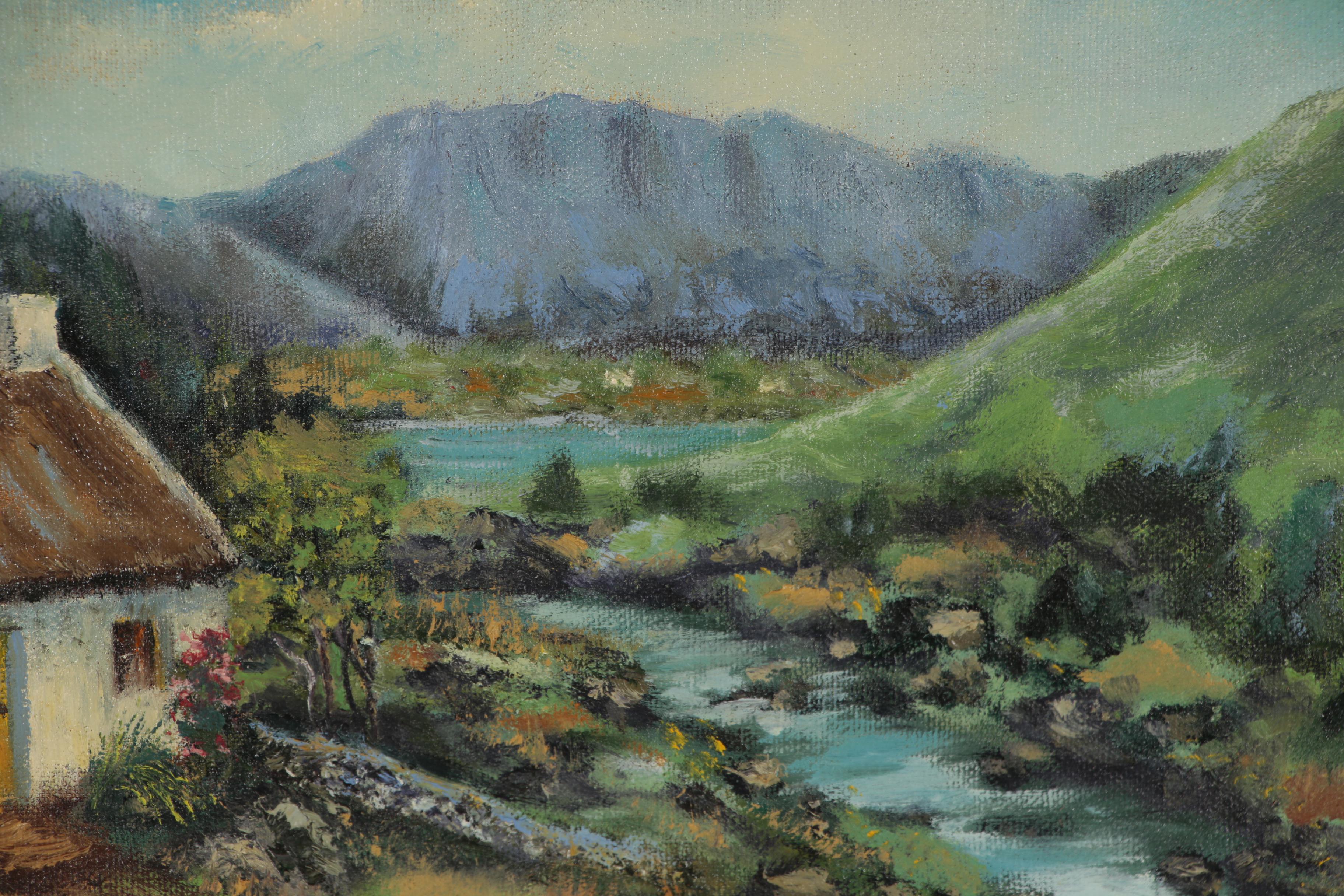 Oil Painting of Cottage by Stream