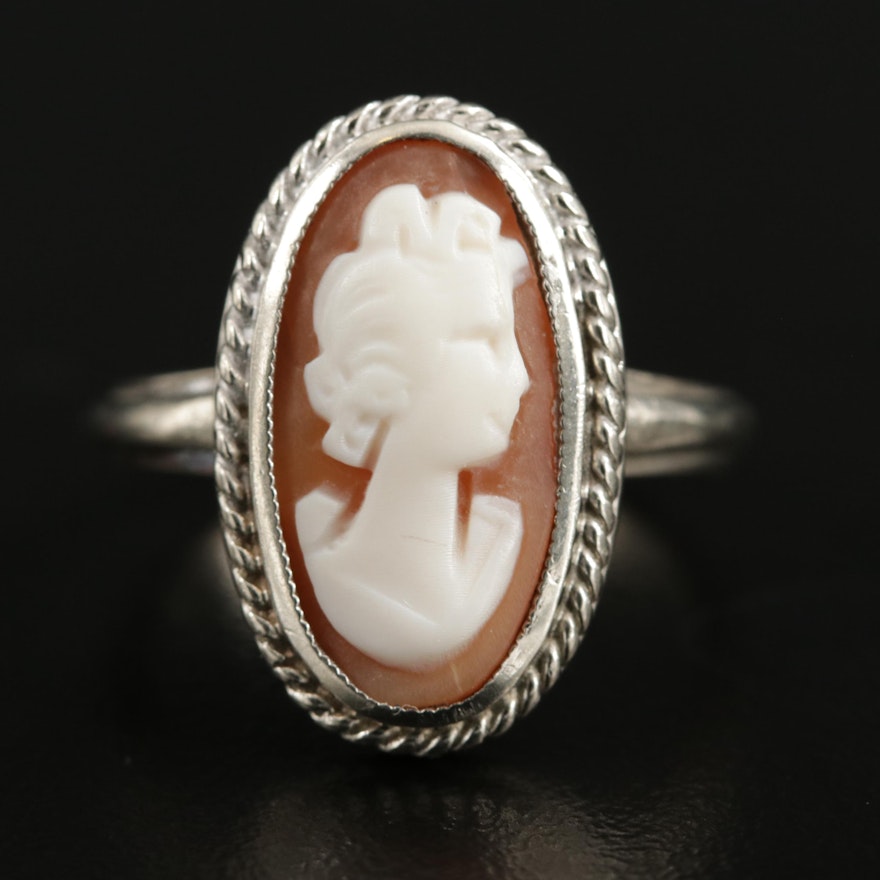 10K Carved Shell Cameo Ring
