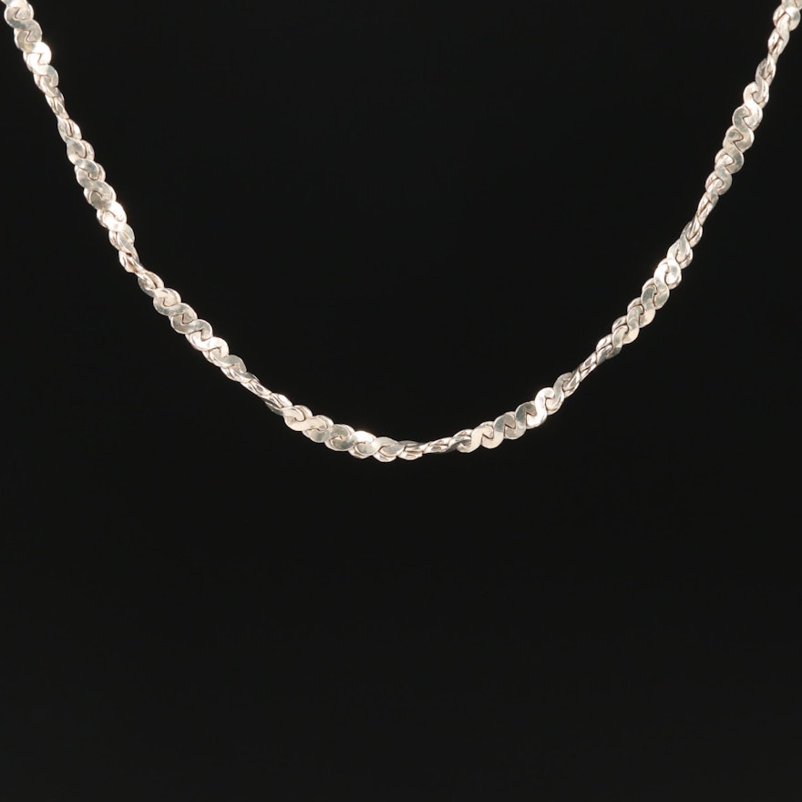 Sterling Silver Twisted Serpentine Link Necklace