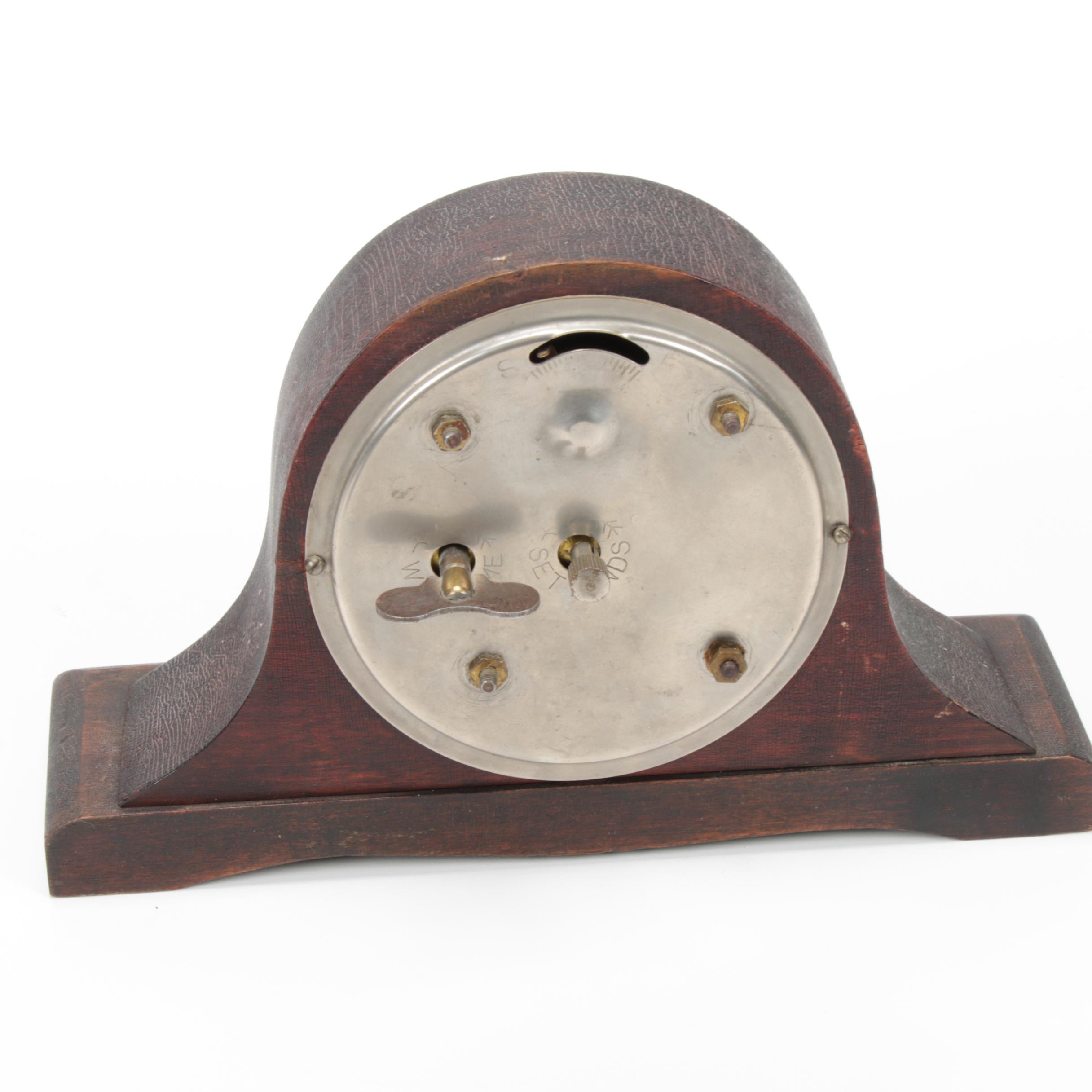 American and German Wind-Up Desk Clocks, Vintage