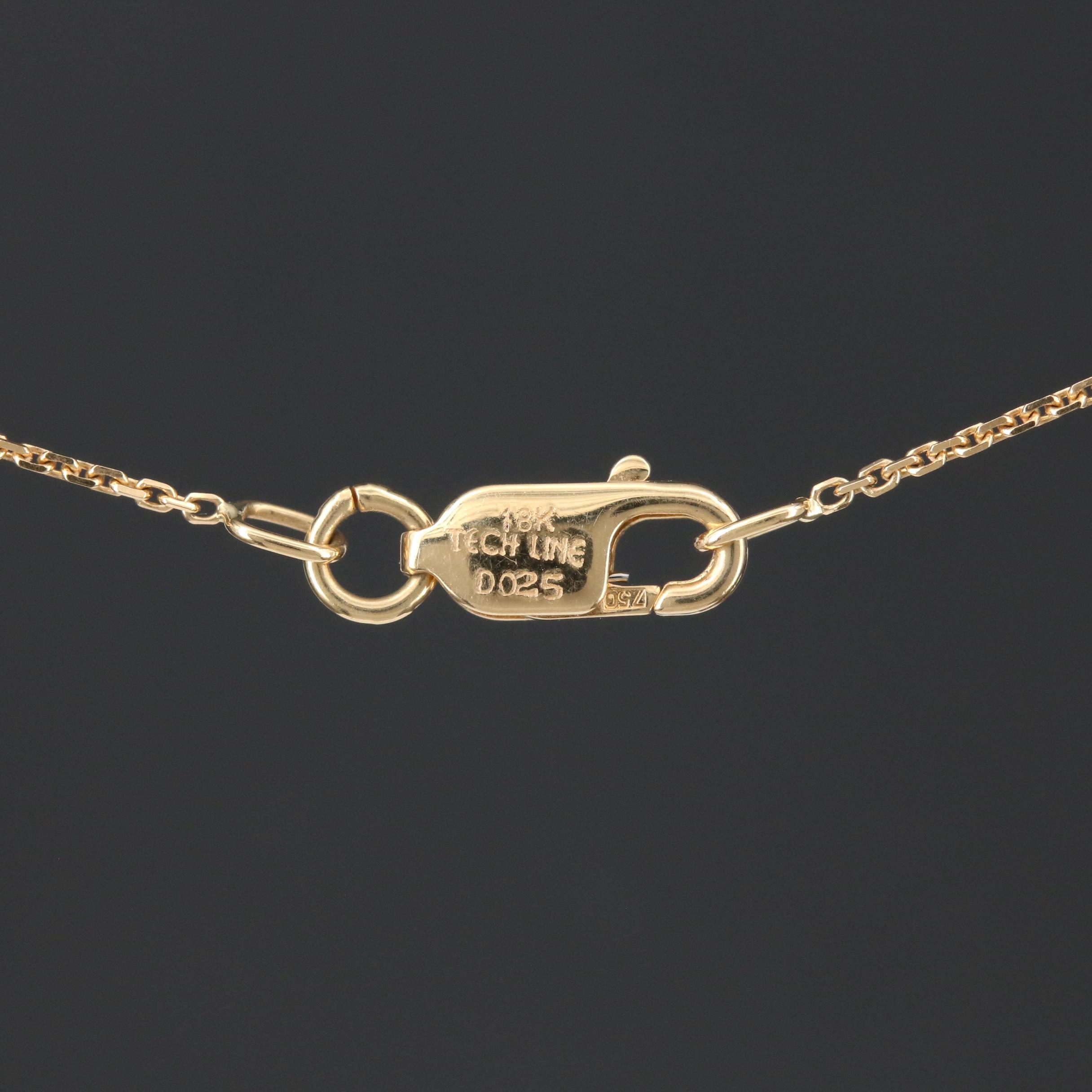 18K Yellow Gold Diamond Bezel Set Y Necklace