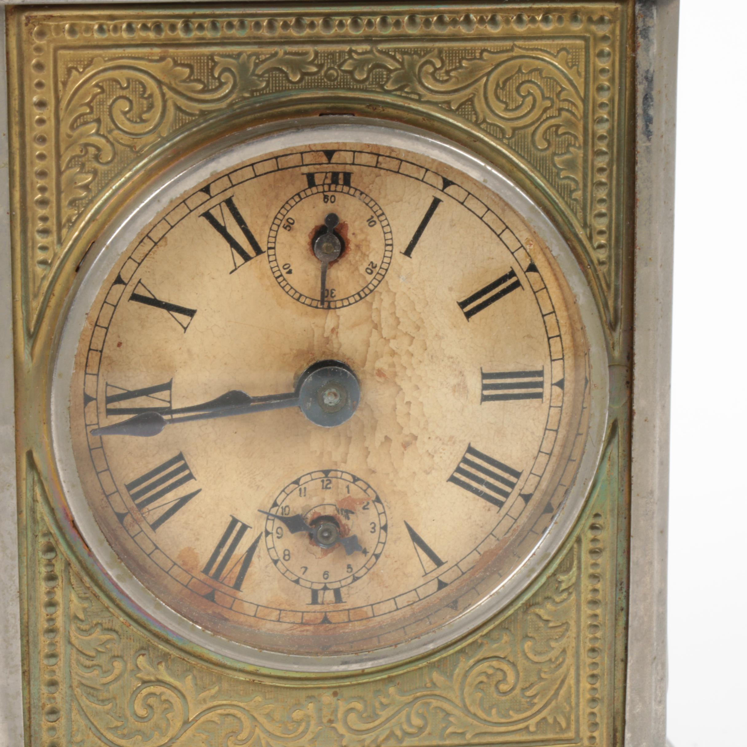 German Junghans Style Embossed Musical Carriage Clock, Early 20th Century