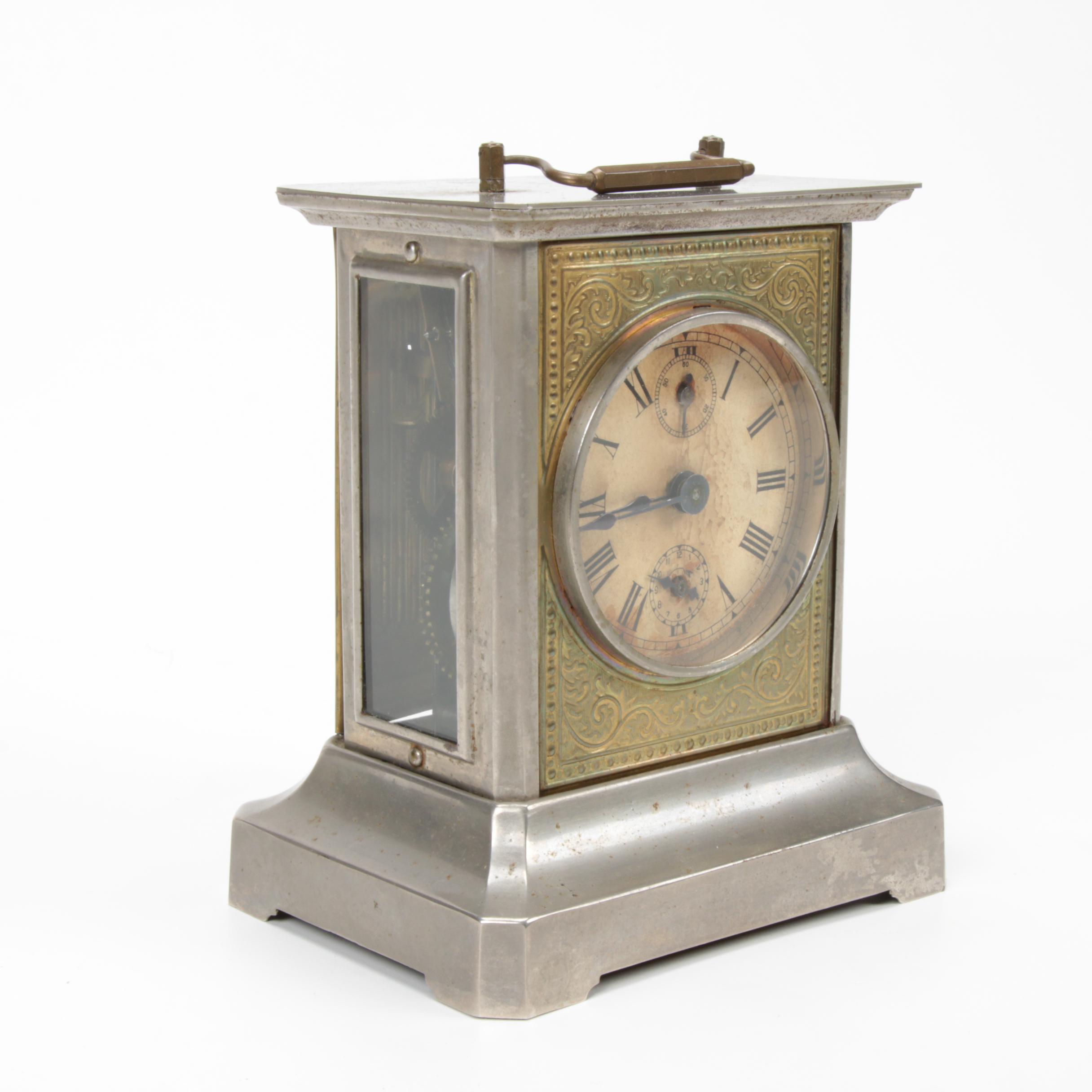 German Junghans Style Embossed Musical Carriage Clock, Early 20th Century