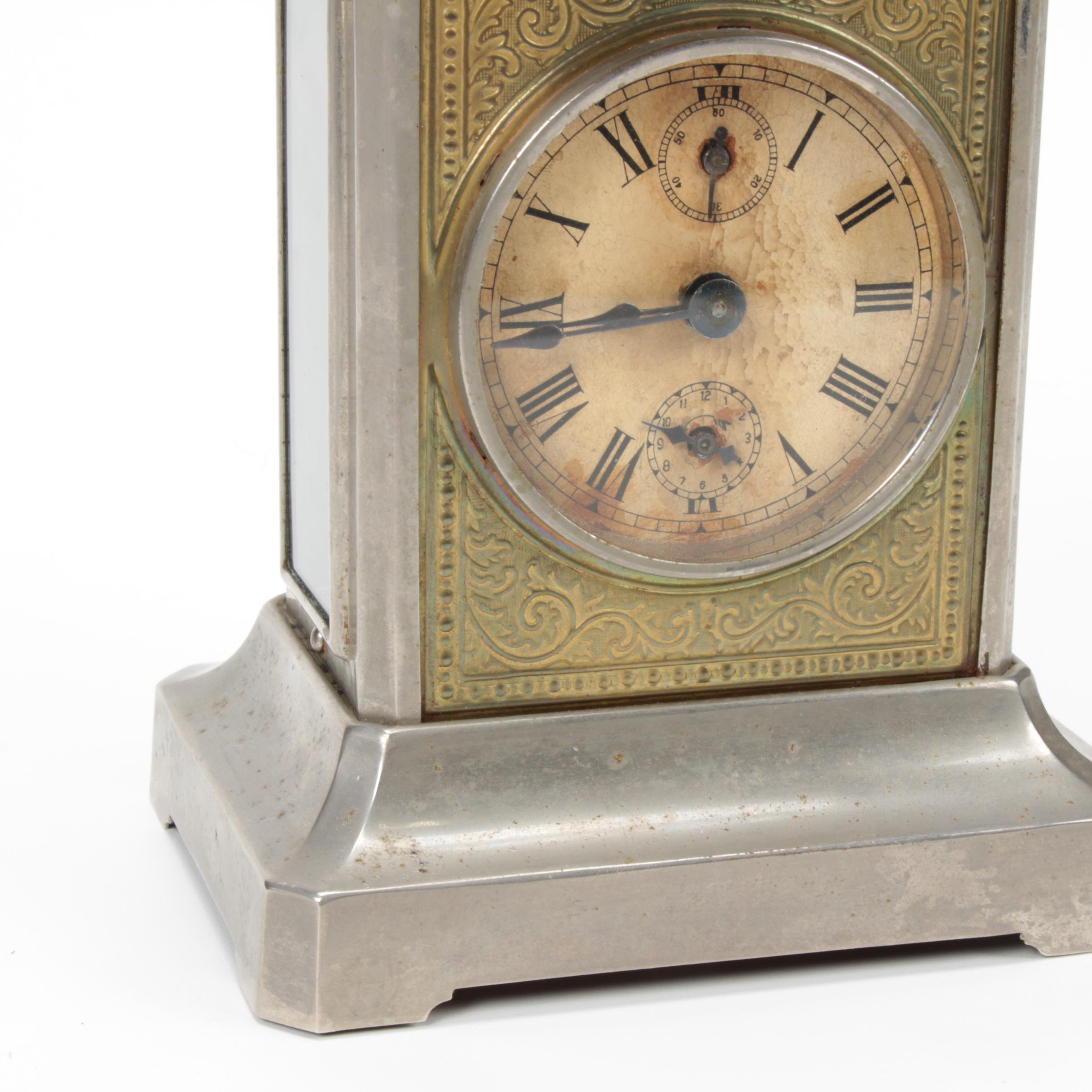 German Junghans Style Embossed Musical Carriage Clock, Early 20th Century
