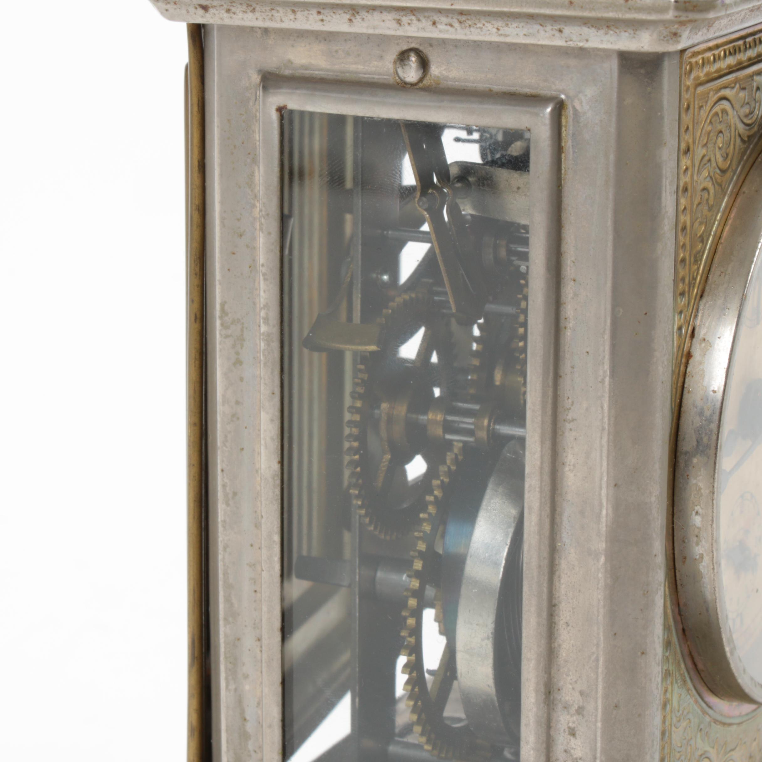 German Junghans Style Embossed Musical Carriage Clock, Early 20th Century