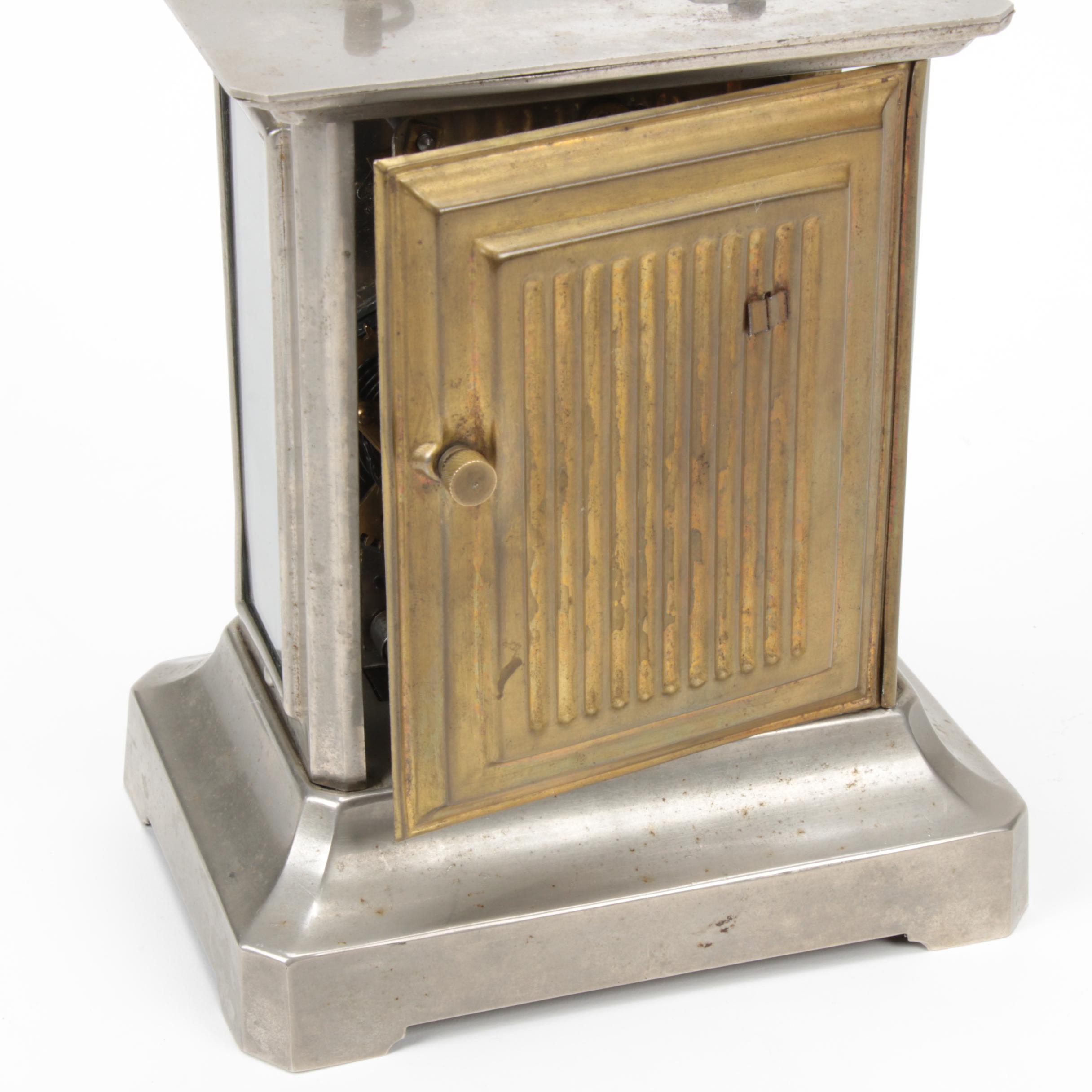 German Junghans Style Embossed Musical Carriage Clock, Early 20th Century