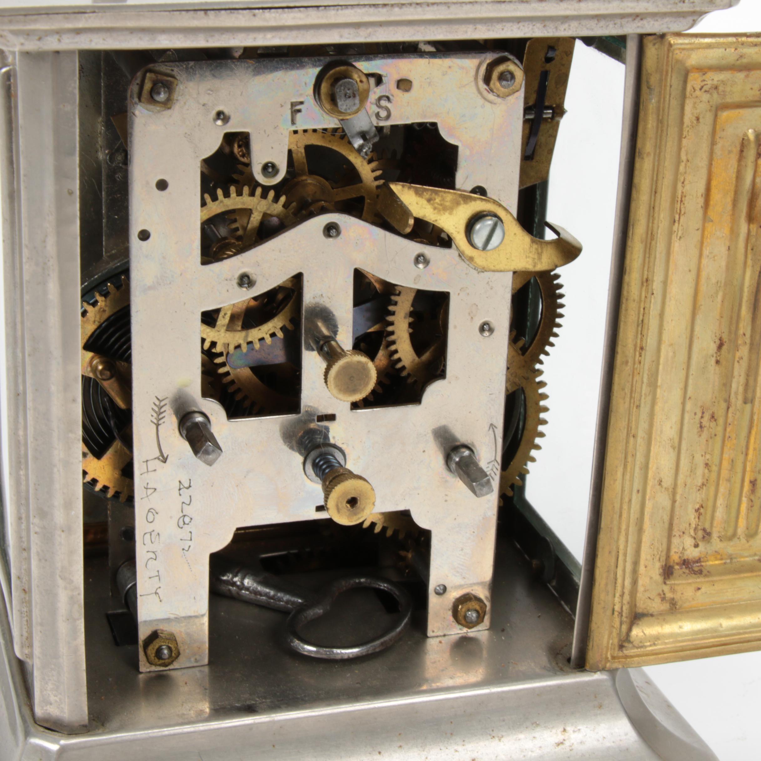 German Junghans Style Embossed Musical Carriage Clock, Early 20th Century