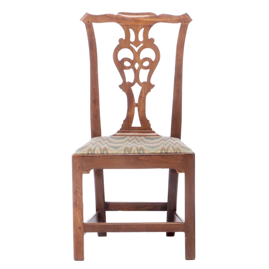 Chippendale Pierced-Splat Fruitwood Side Chair, Late 18th Century