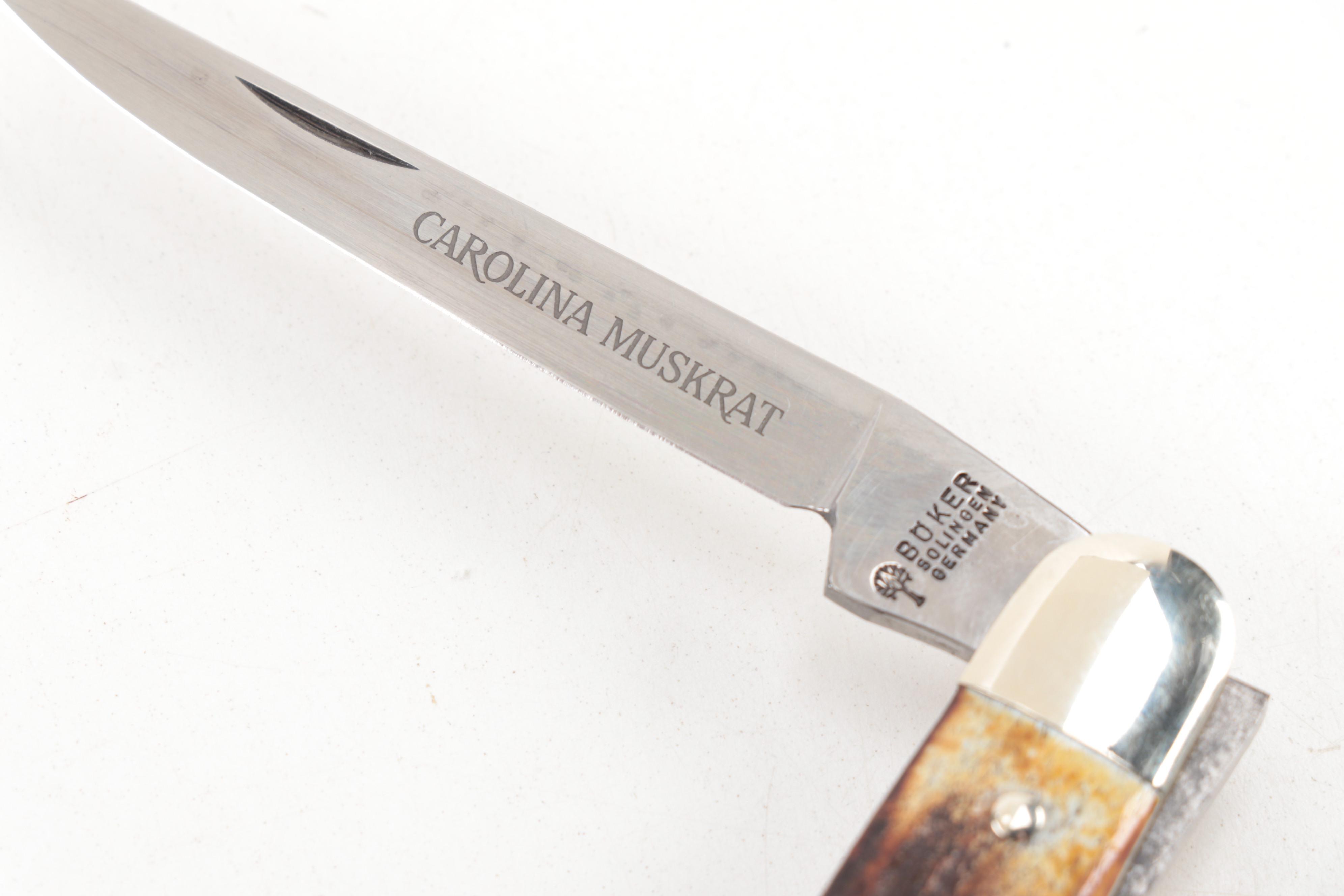 Boker Solingen Germany "Carolina Muskrat" No. 95 Dual Blade Hunting Knife