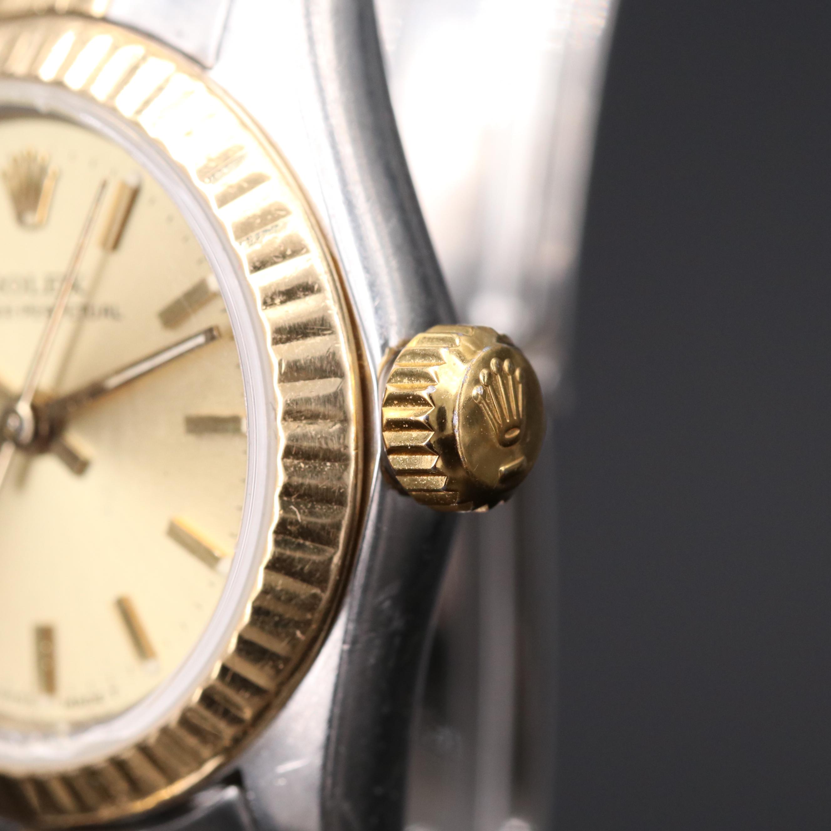 Stainless Steel and 18K Gold Rolex Oyster Perpetual Automatic Watch, 1986