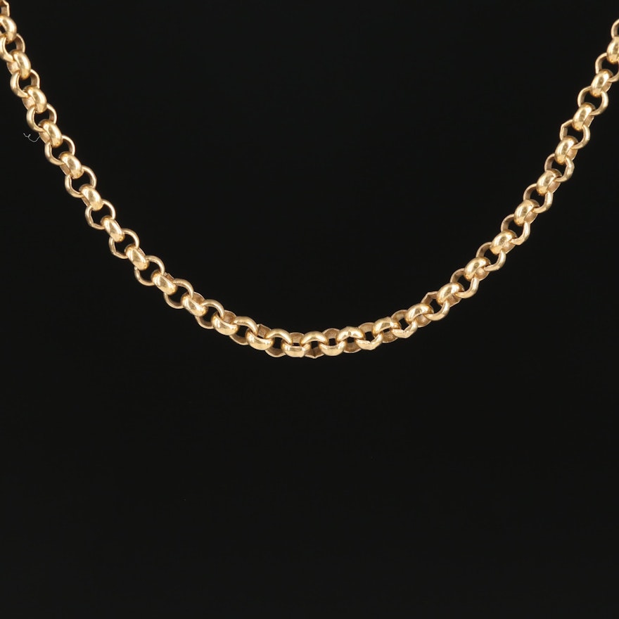 14K Yellow Gold Rolo Link Chain Necklace