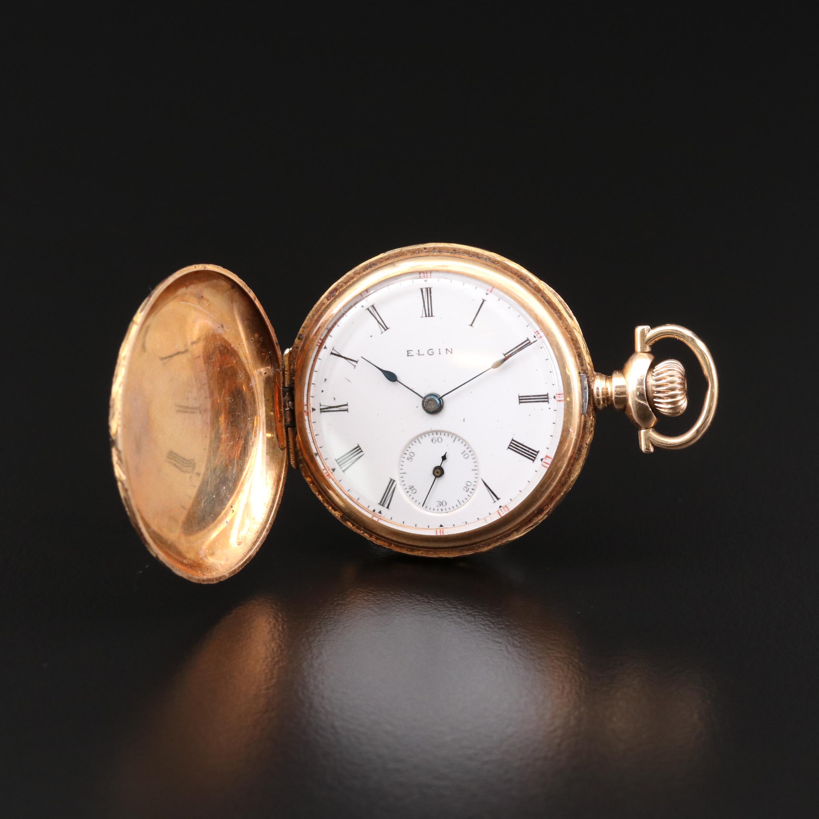 14K Gold Elgin Hunting Case Pocket Watch, 1908